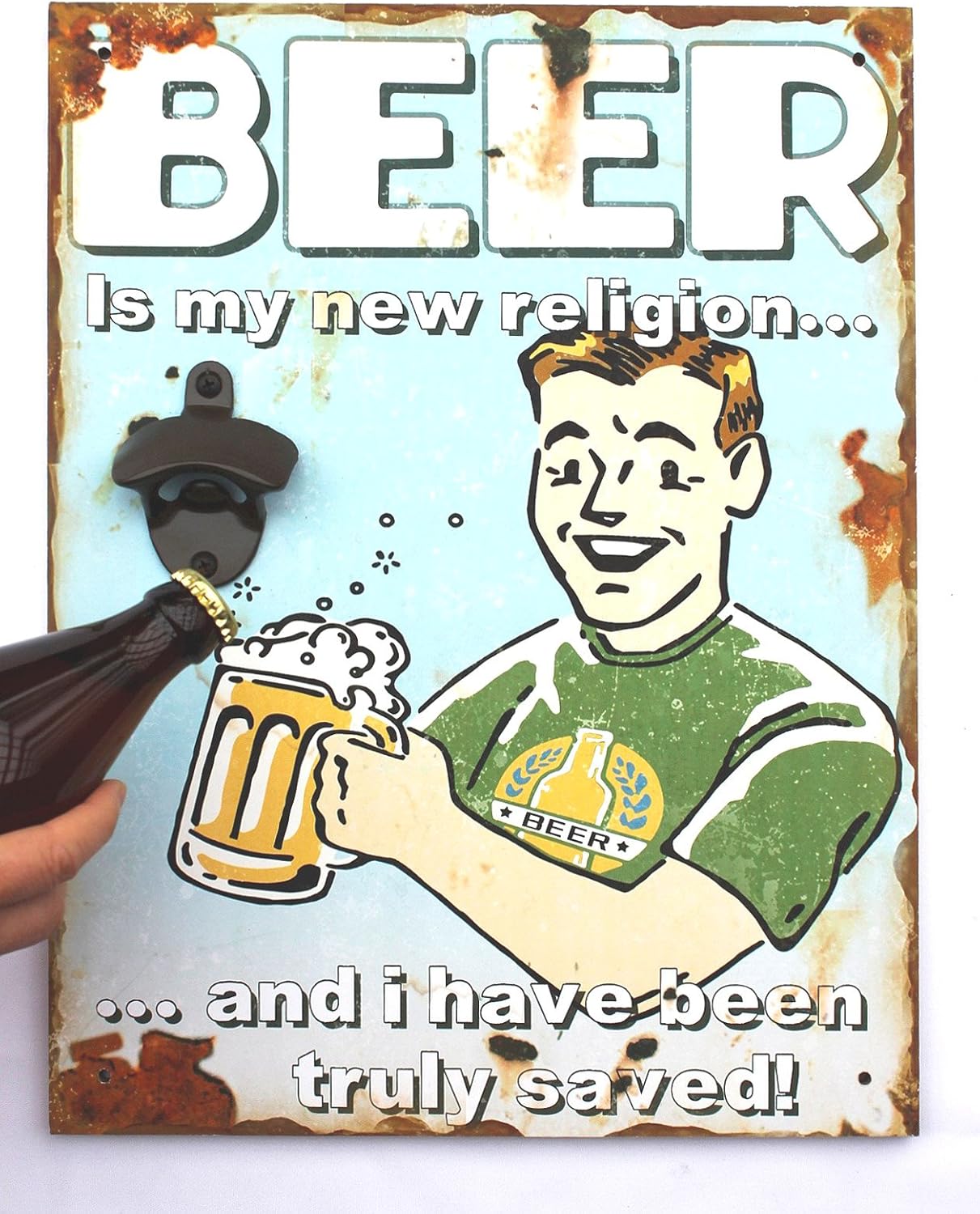 Wandflaschenöffner mit Beer-Motiv, 21261 Blau