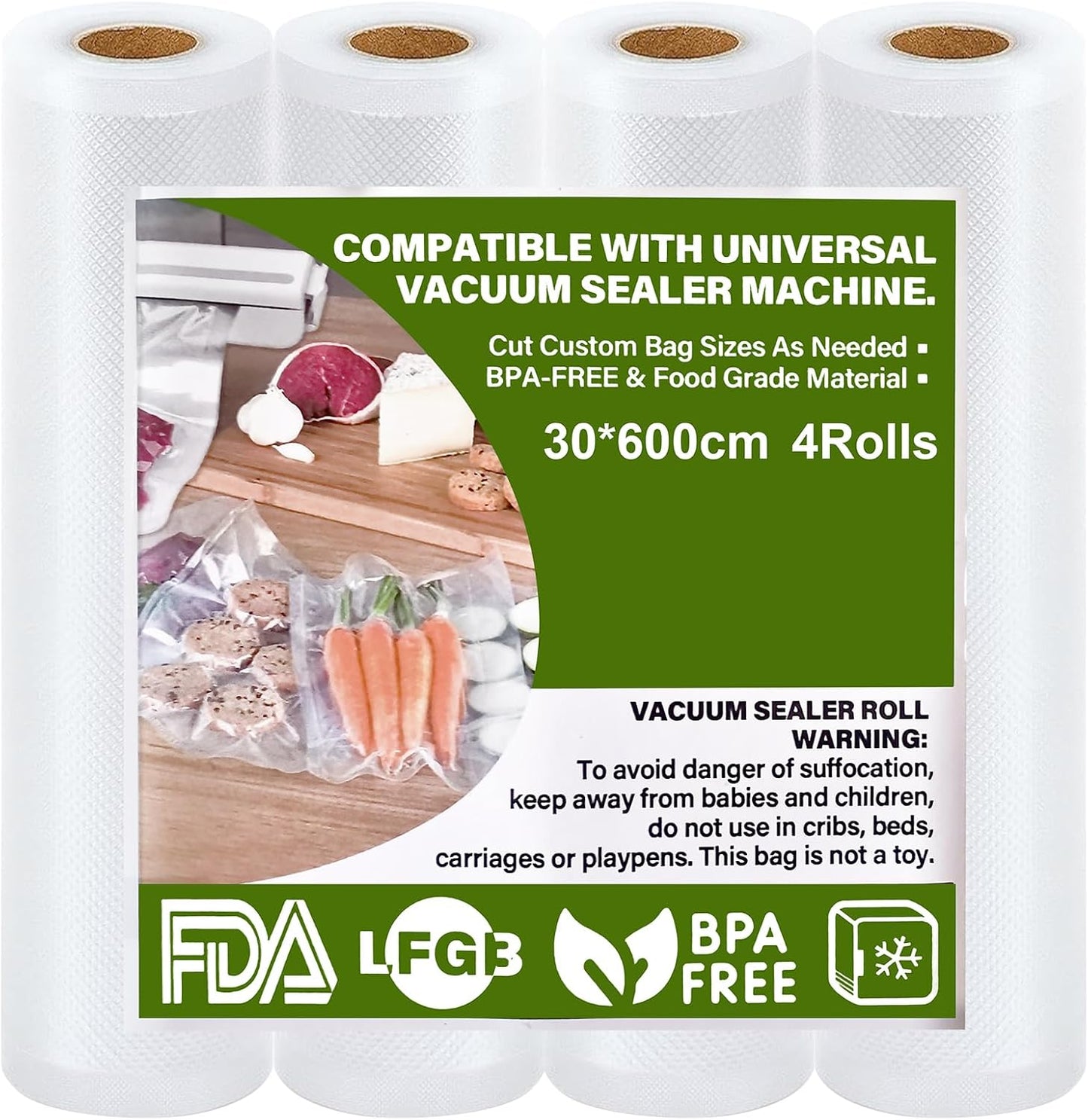 Vakuumierbeutel Rollen-Set, 30cm*600cm-4 Rollen