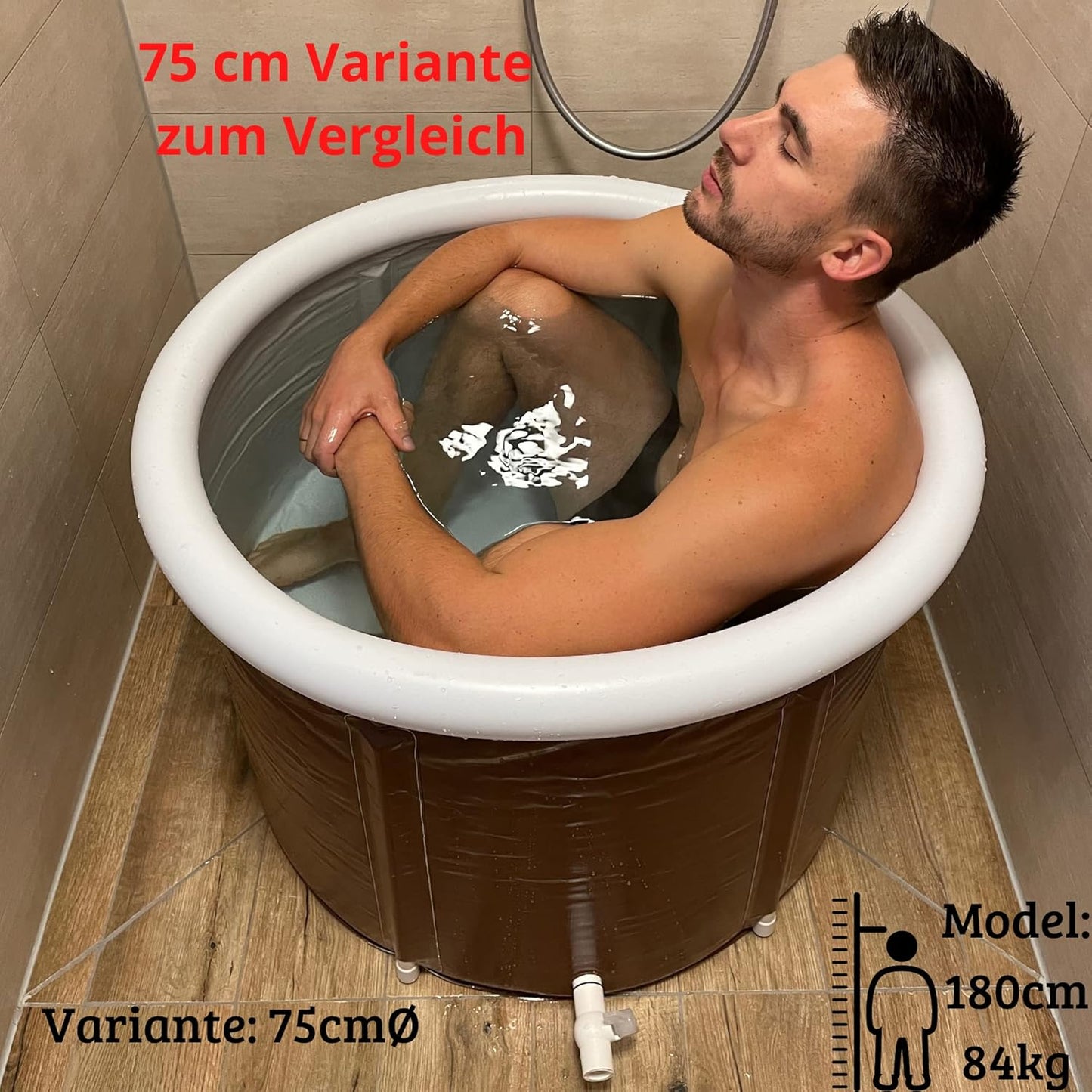 Faltbare Badewanne, 90cmØ x 55cm Braun