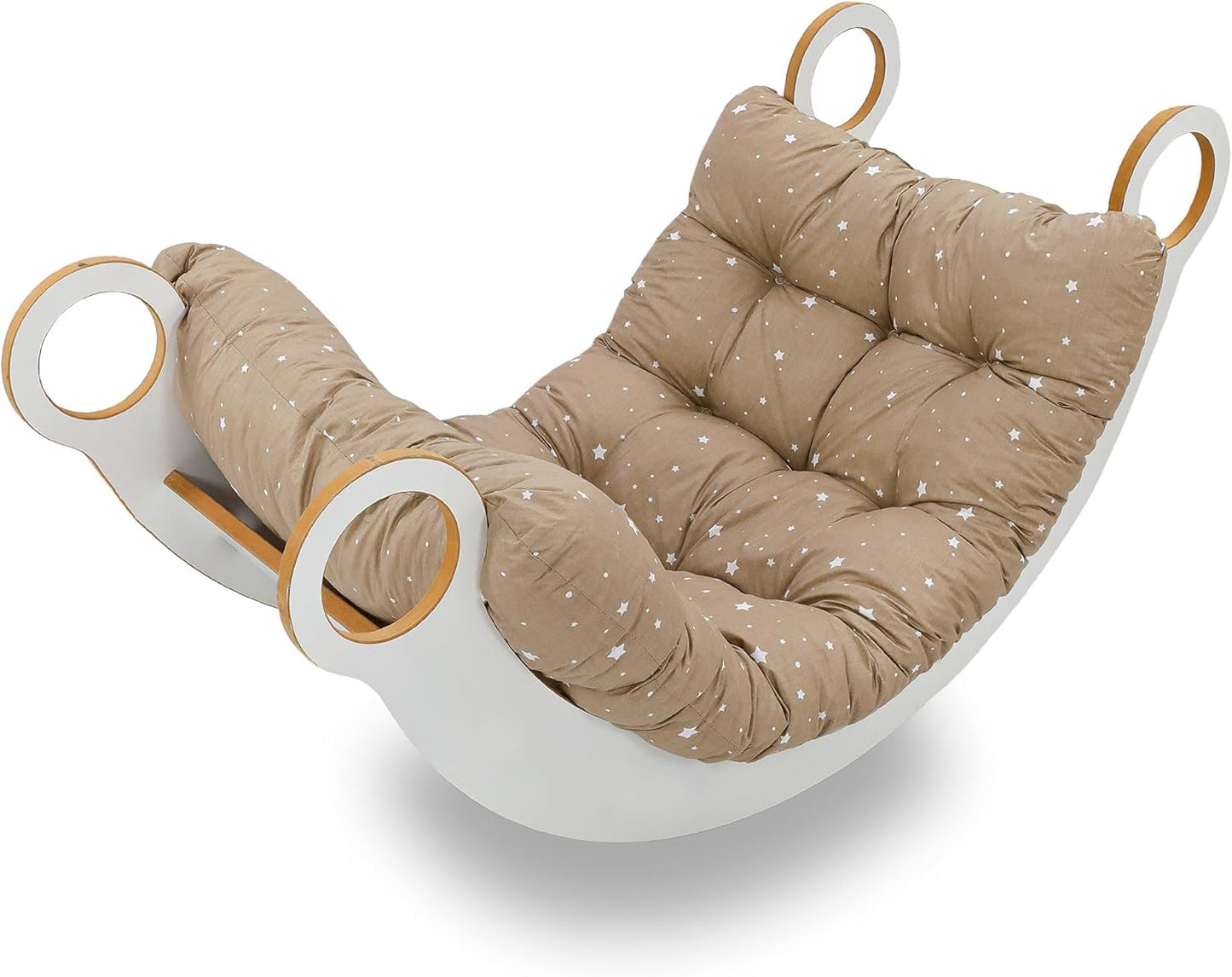 Krabbeldecke für Spielbogen, 60x120 cm Beige mit Weiss Sternen