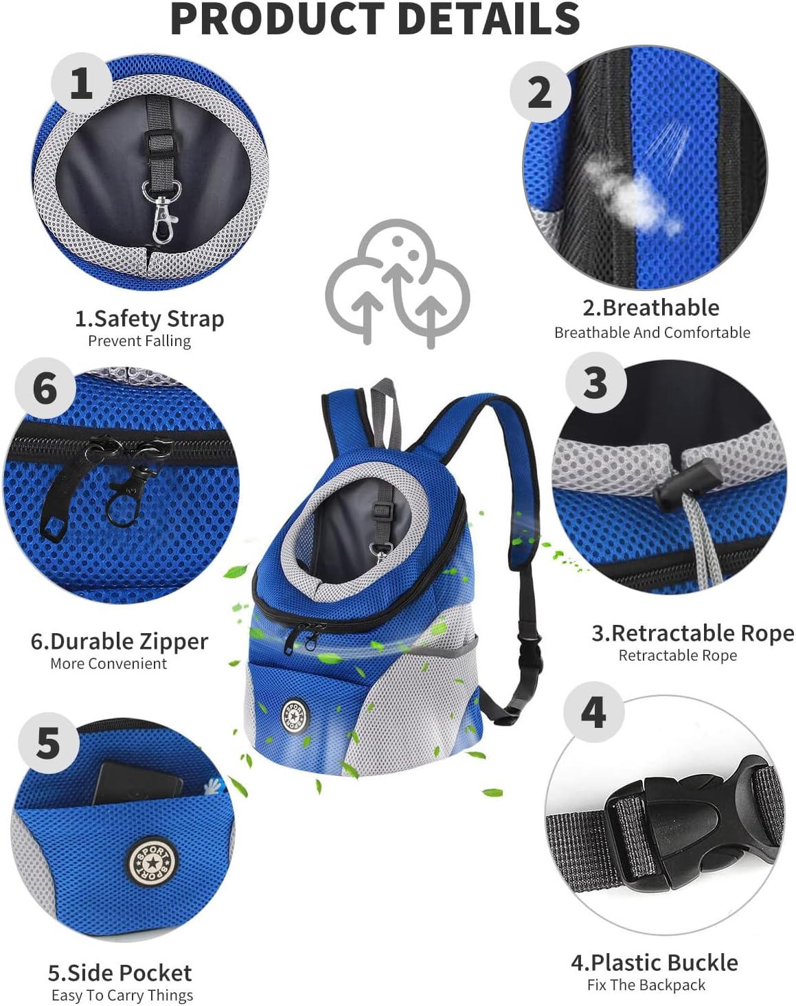 Hundetragerucksack, M Blau