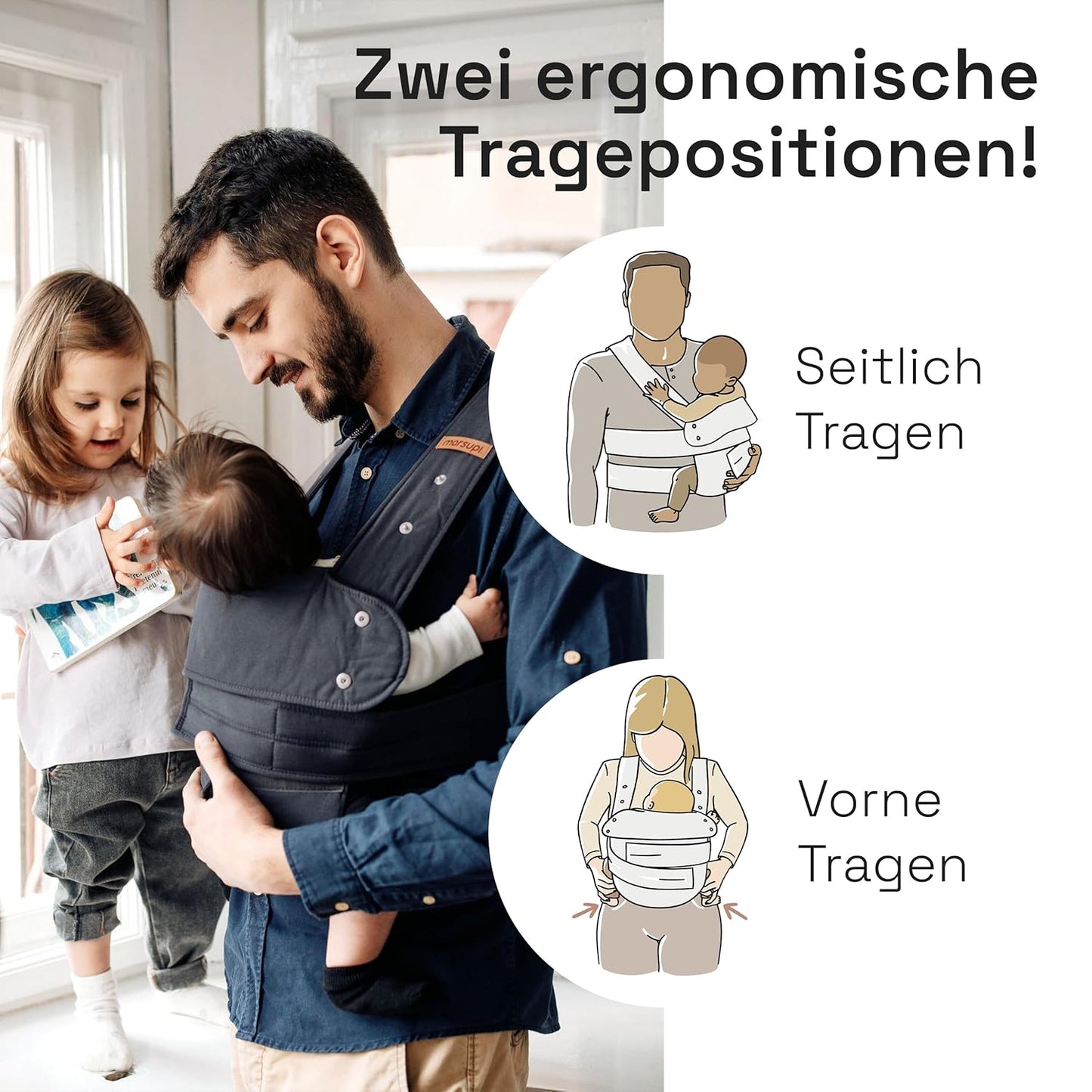 Babytrage für Neugeborene, S Grey