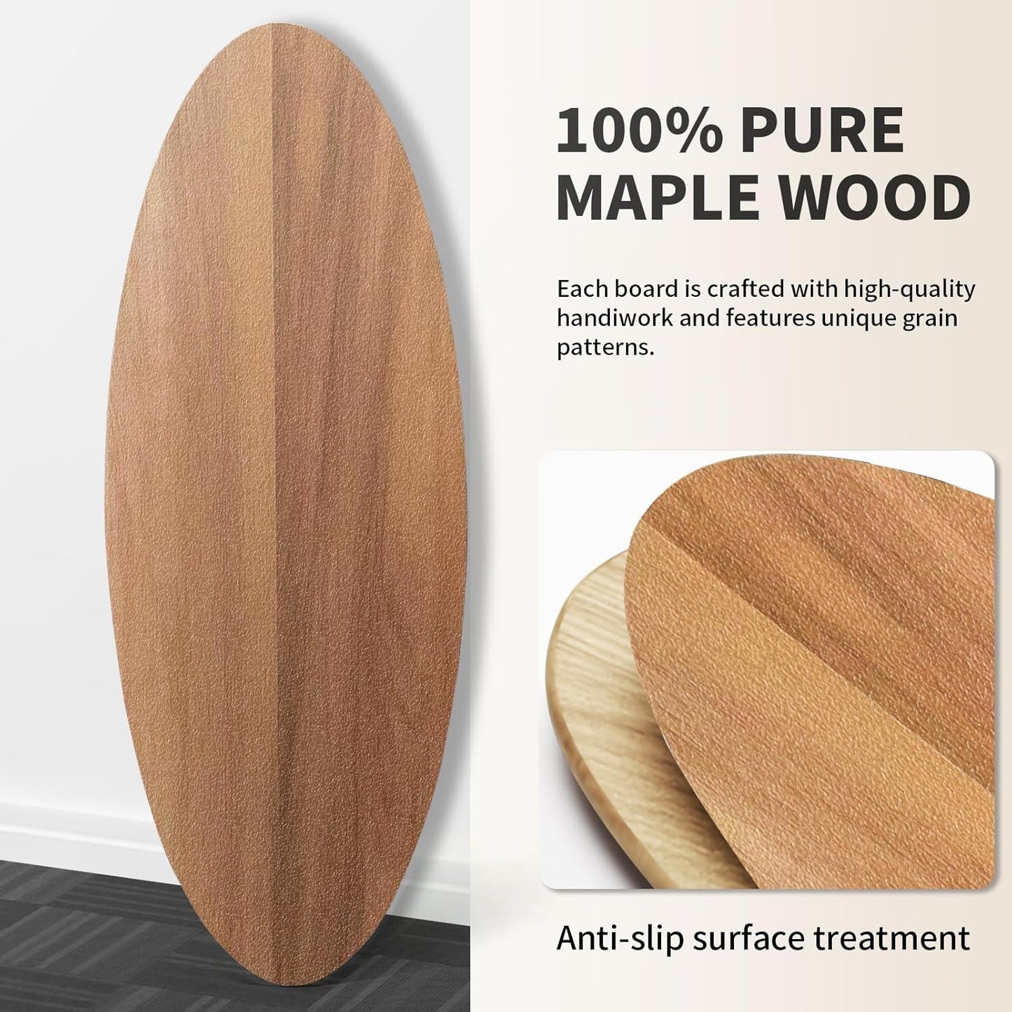 Balance Board Set mit Korkrolle und Halbkugel, Eichenfarbe