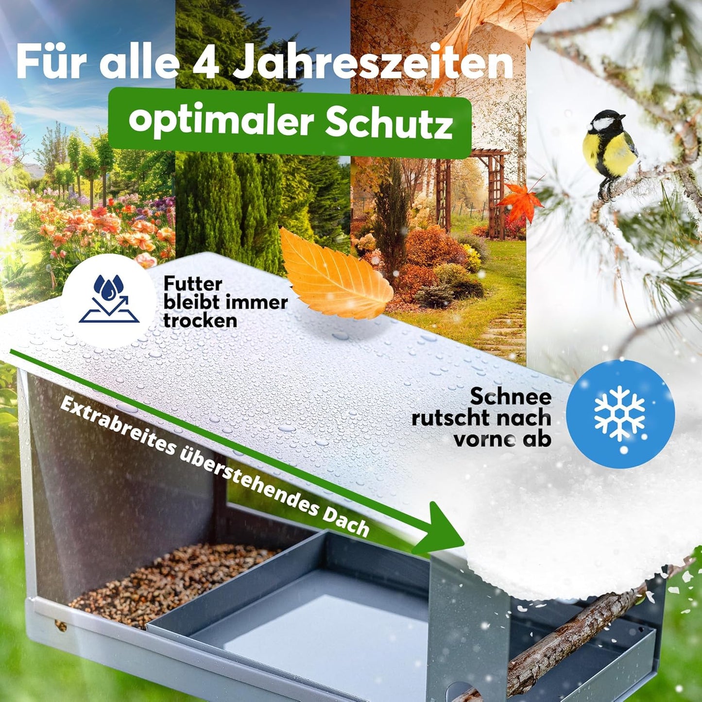 3-in-1 Vogelhaus mit Ständer linthagen, Grau