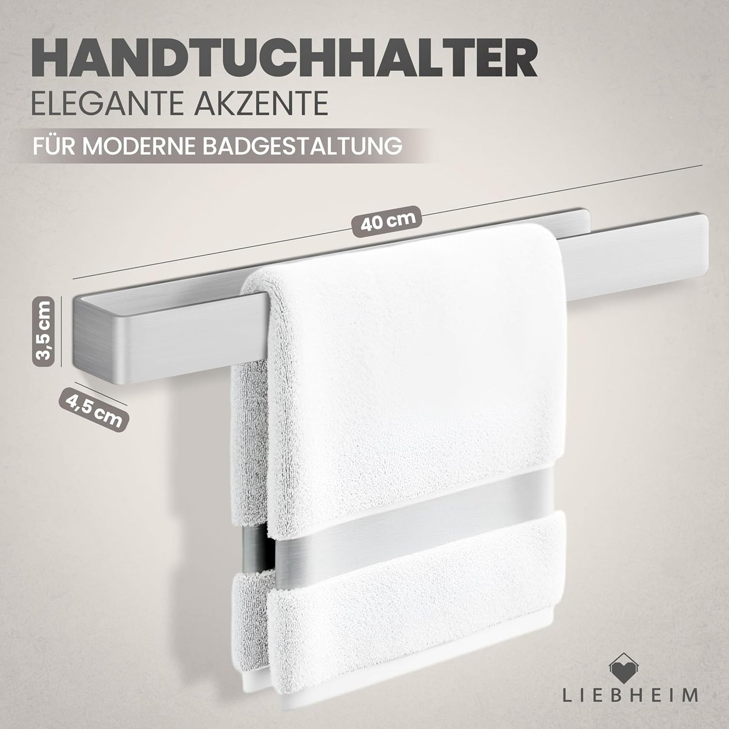 Handtuchhalter, Aluminium Silber Gebürstet 40 Cm