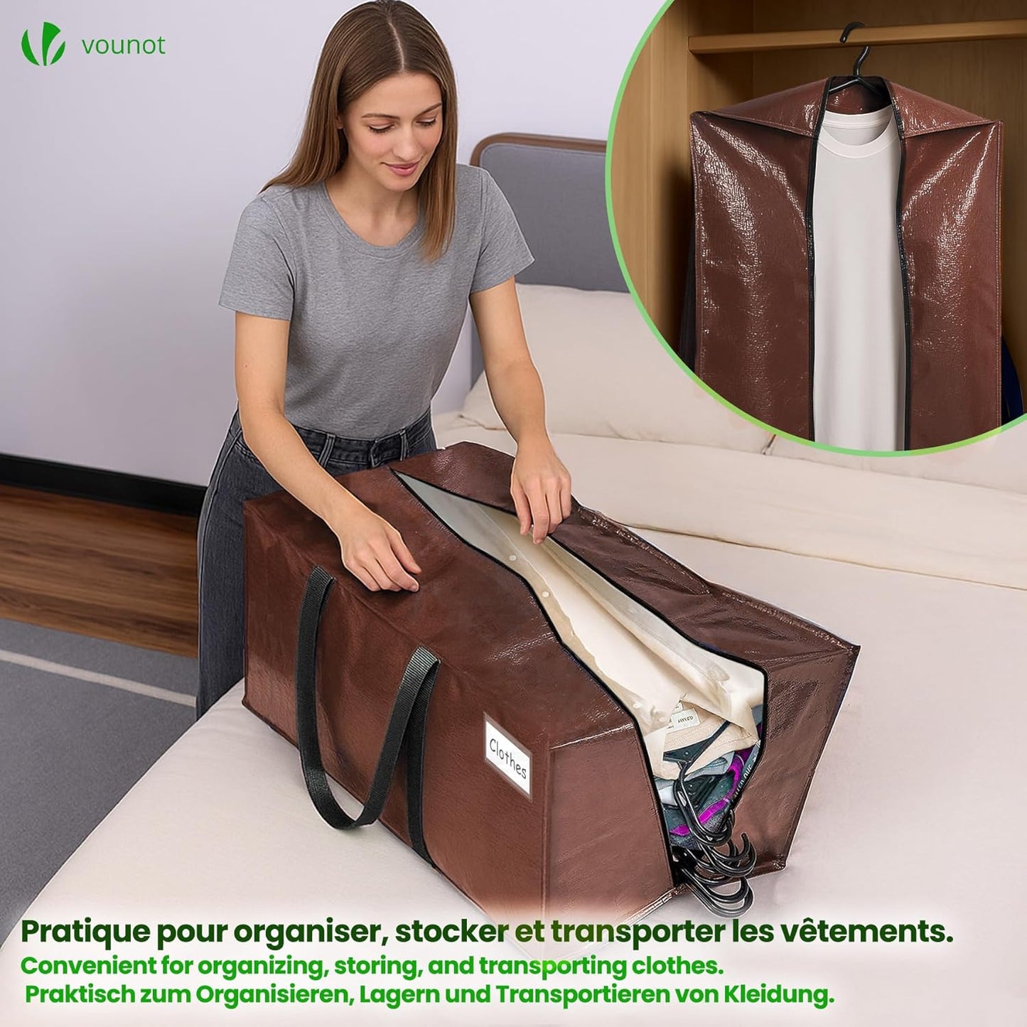 10er-Set Faltbare Umzugstaschen mit Rucksackgurten, Braun 10er-Pack