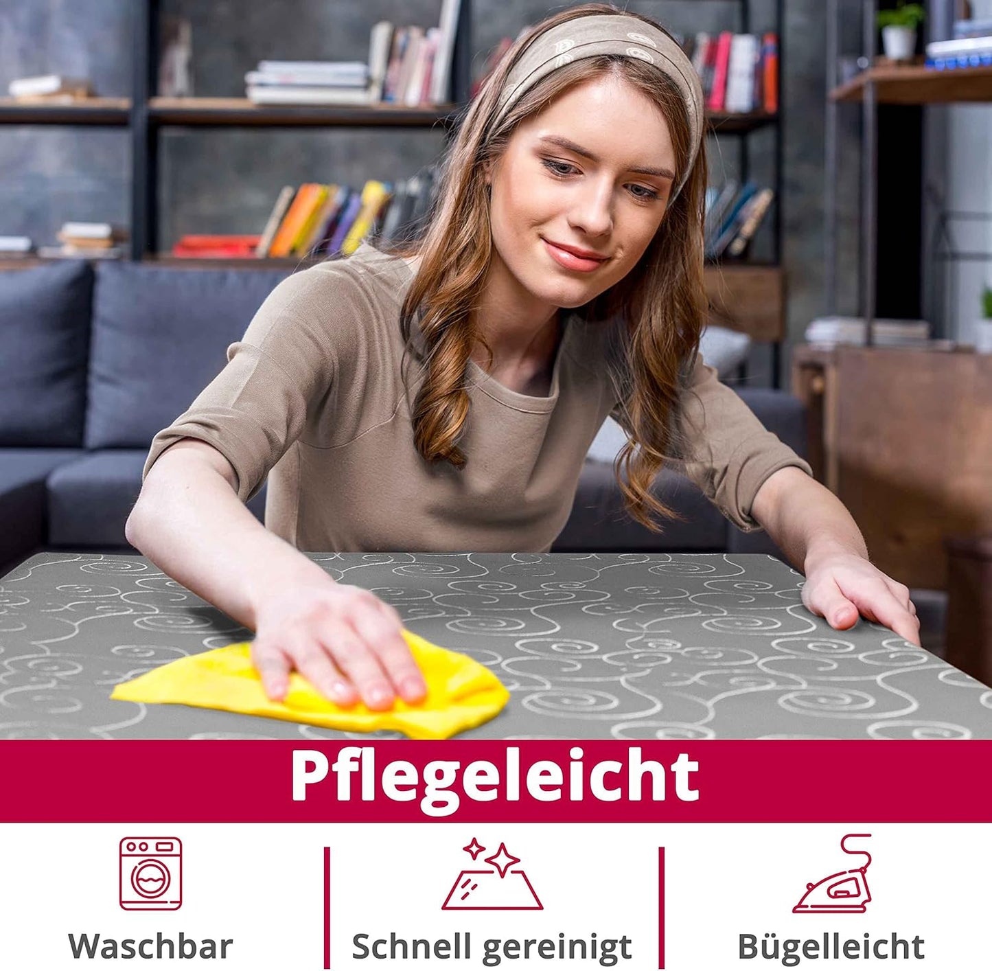 Tafeldecke mit Ornament-Stickerei, 130 x 340 cm (Eckig) Dunkelblau