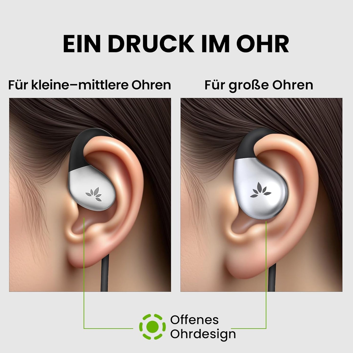 Resolve Open-Ear-Kopfhörer mit Mikrofon, AUX 3,5mm Klein & Groß Set