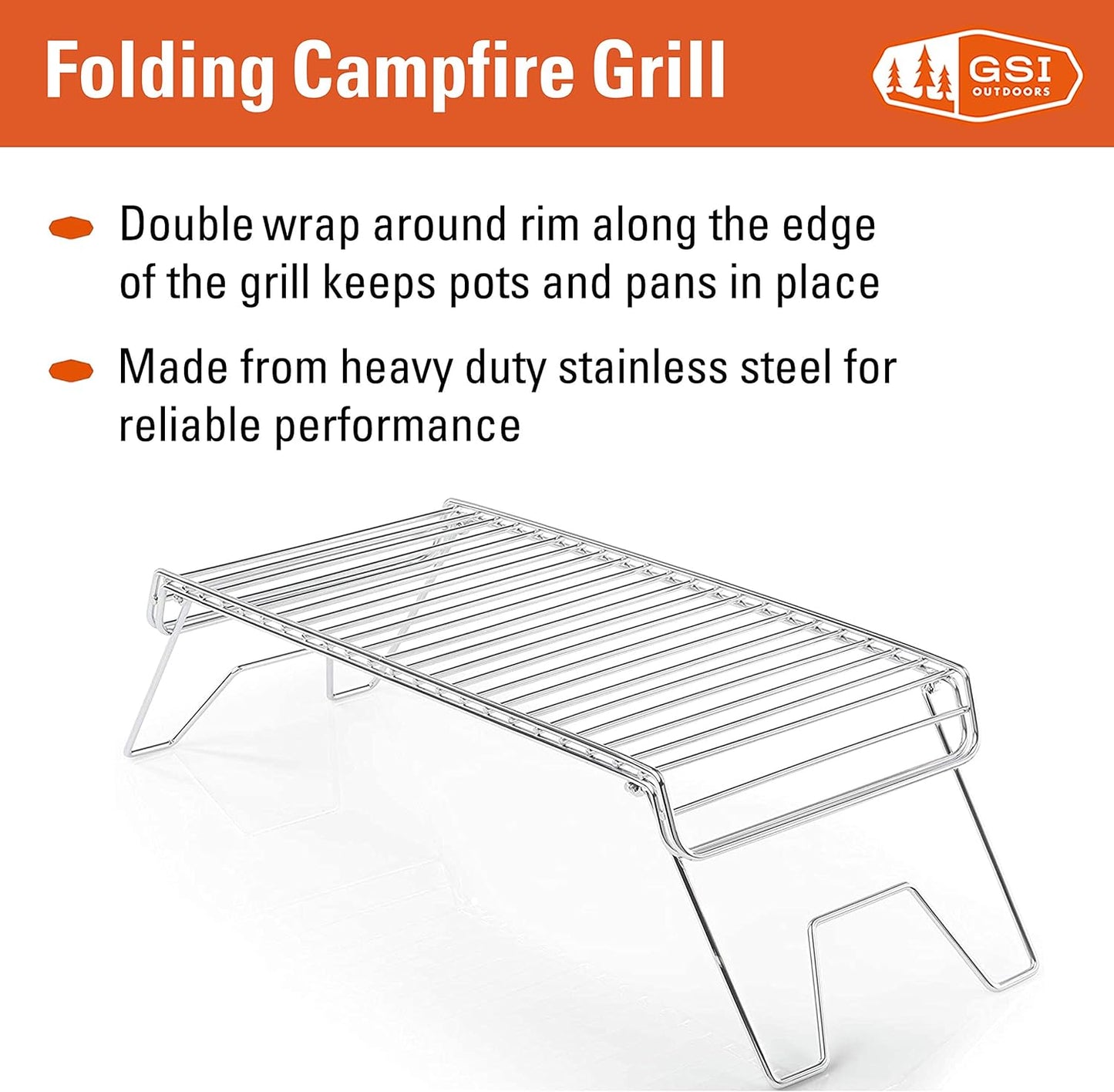 Klappbarer Lagerfeuer-Grill, Rostfrei / 15.4 x 7.9 inch