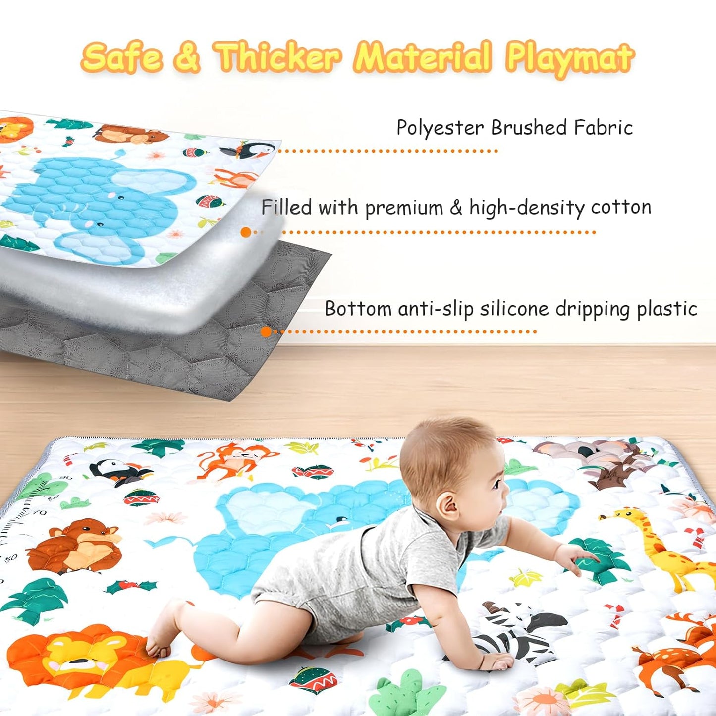 Krabbelteppich für Babys, Elefant 127cm