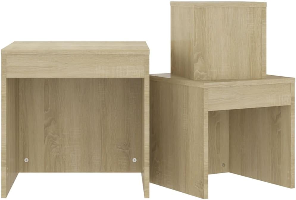 3-teiliges Satztische-Set, Braun