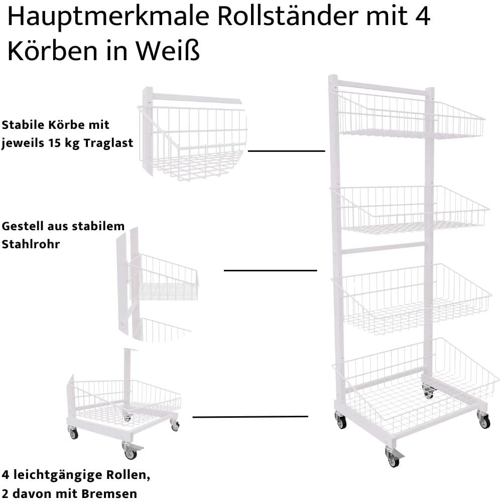 Rollbarer Verkaufsständer mit 4 Körben