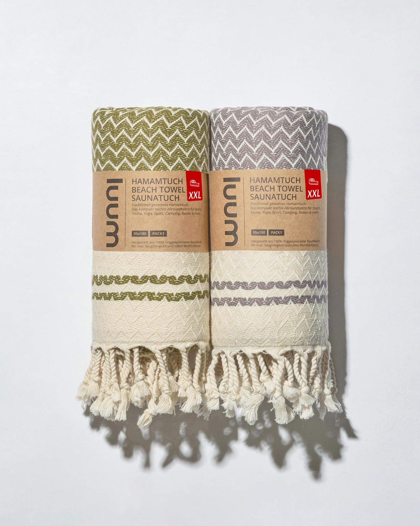 2er-Set Hamamtuch Kairo, 2er Set [90x180] 06 - Kairo - Taupe / Olive