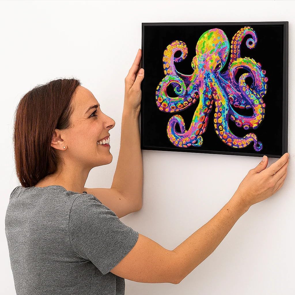 Diamond-Painting-Set Neon Oktopus