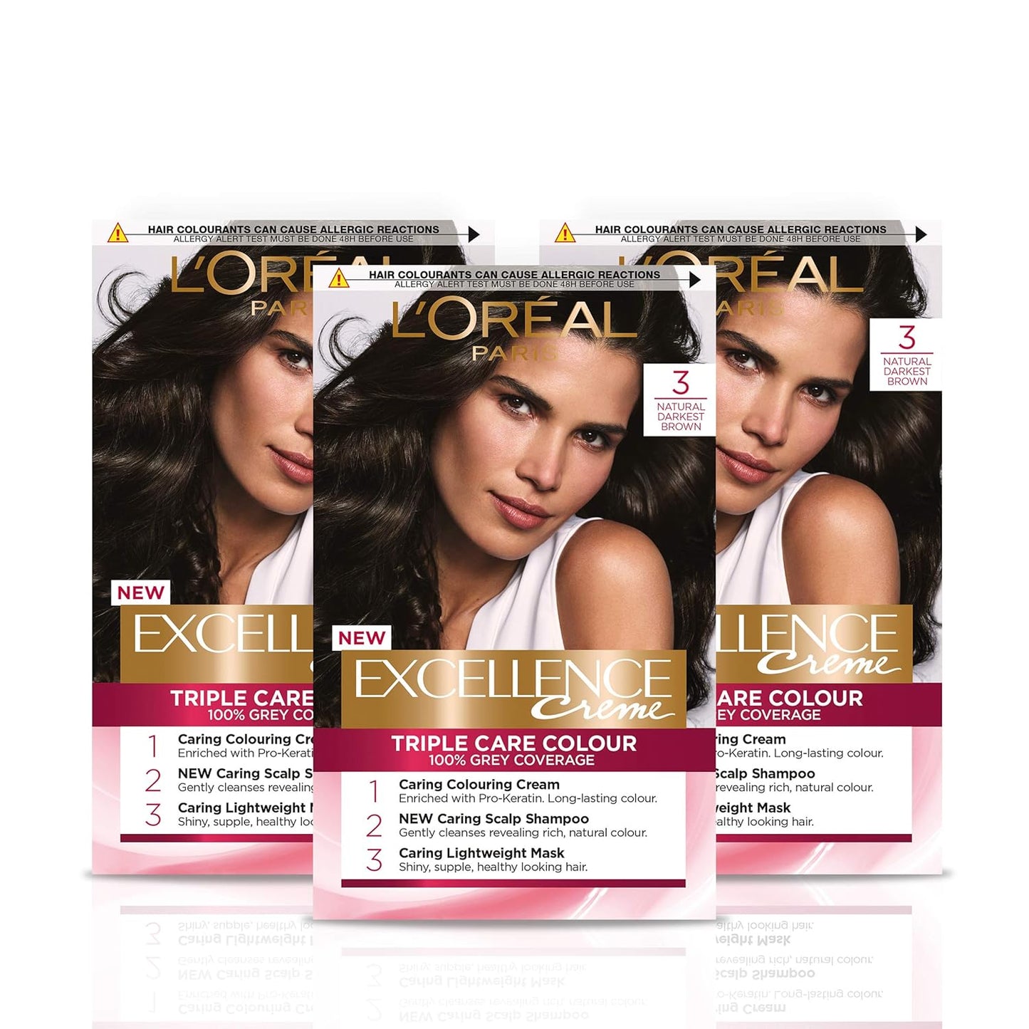 Excellence Haarfarbe-Set, 3 Stück, 3 Darkest Brown 1 stück (3er Pack)