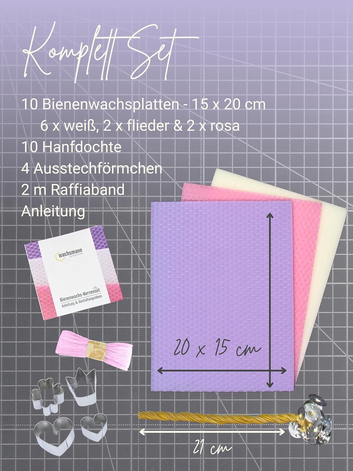 DIY Bienenwachskerzen-Set, Weiß, flieder, rosa