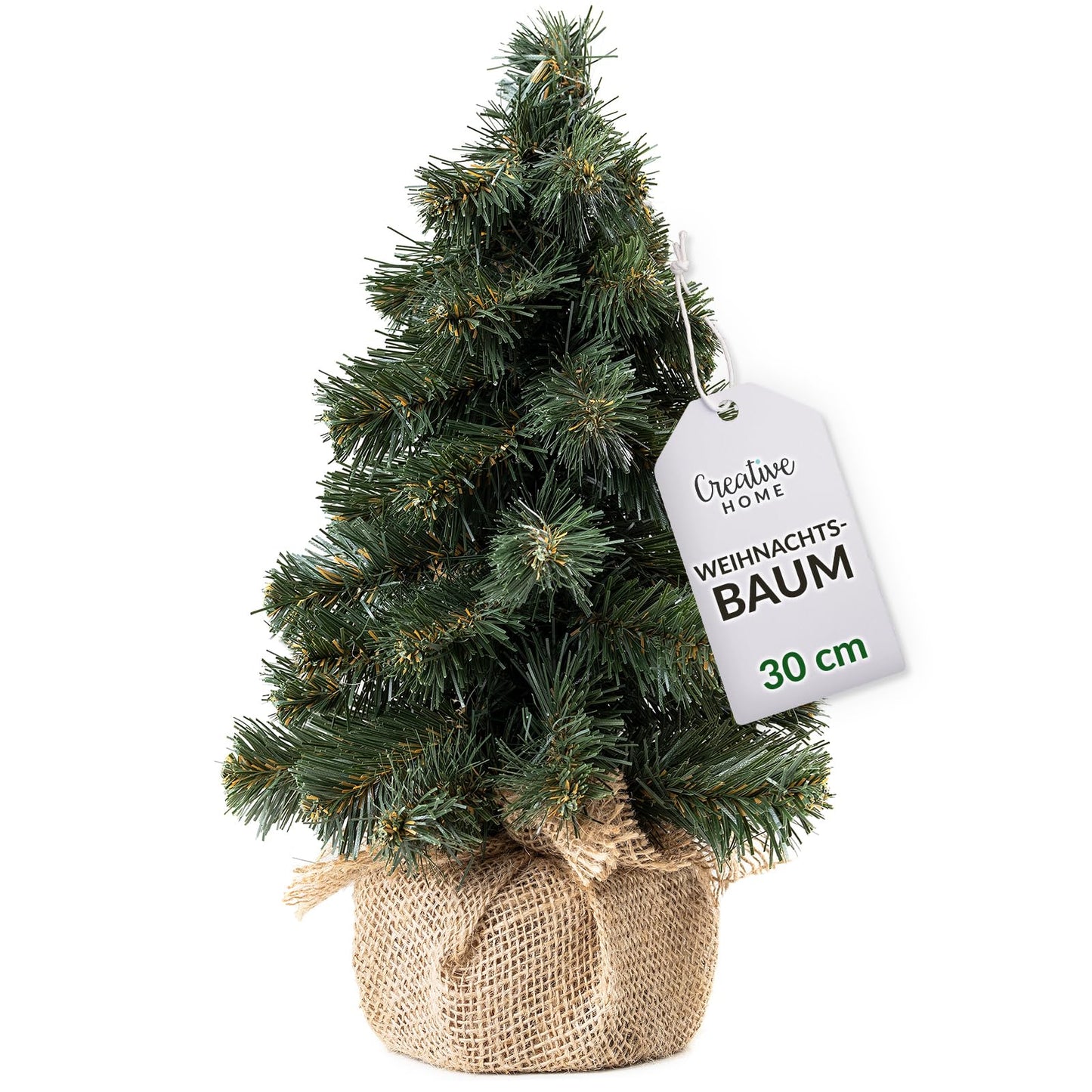 Künstlicher Weihnachtsbaum mit Jutesack, 30 cm Natural