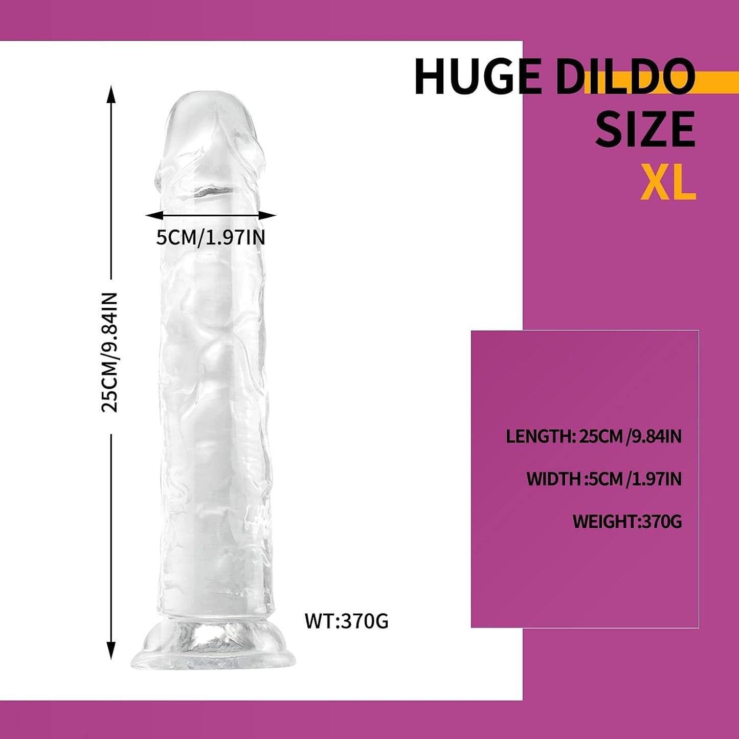 Realistischer Dildo mit Saugnapf, G-Punkt Stimulation, Clear XL (1er Pack)