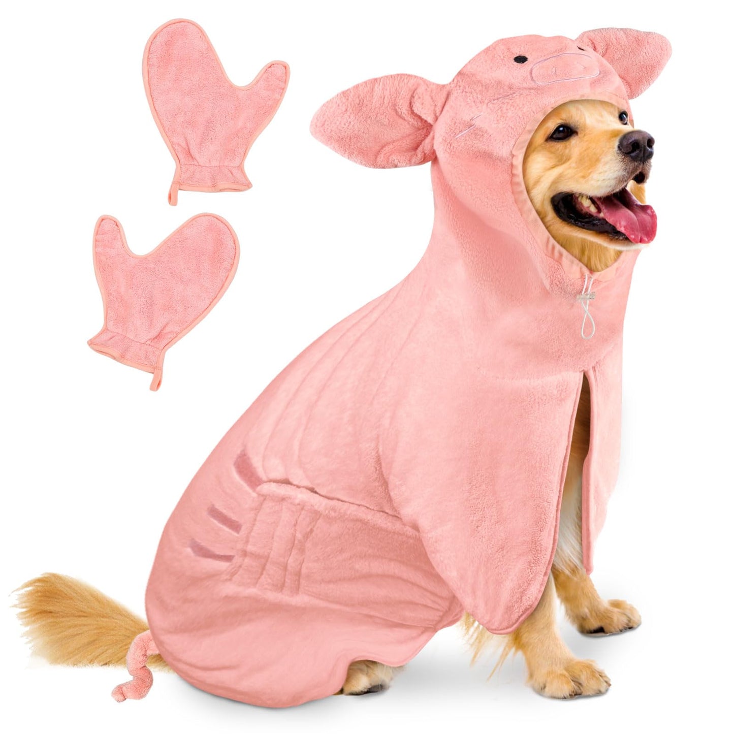 Hundebademantel mit Klettverschluss, XL Schweinchen