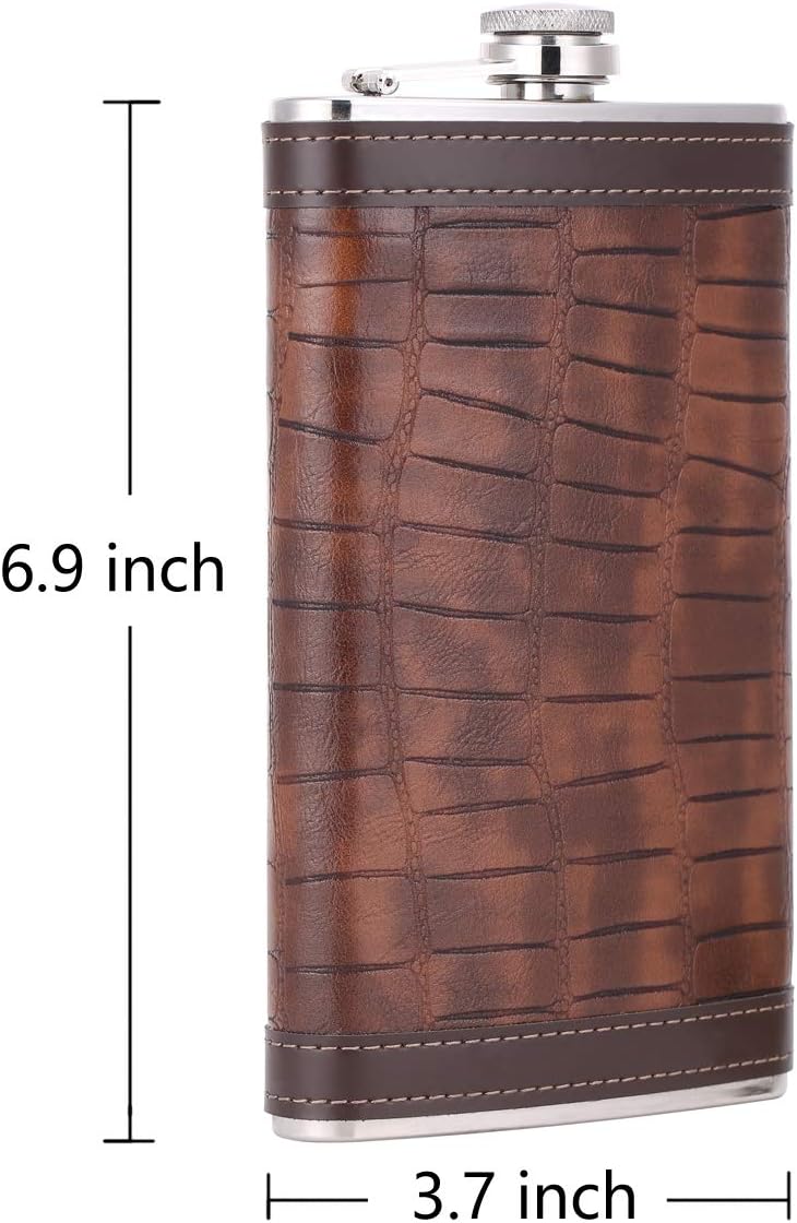 Flachmann Krokodilleder-Muster mit Trichter, 12 oz A. Krokodilleder-muster