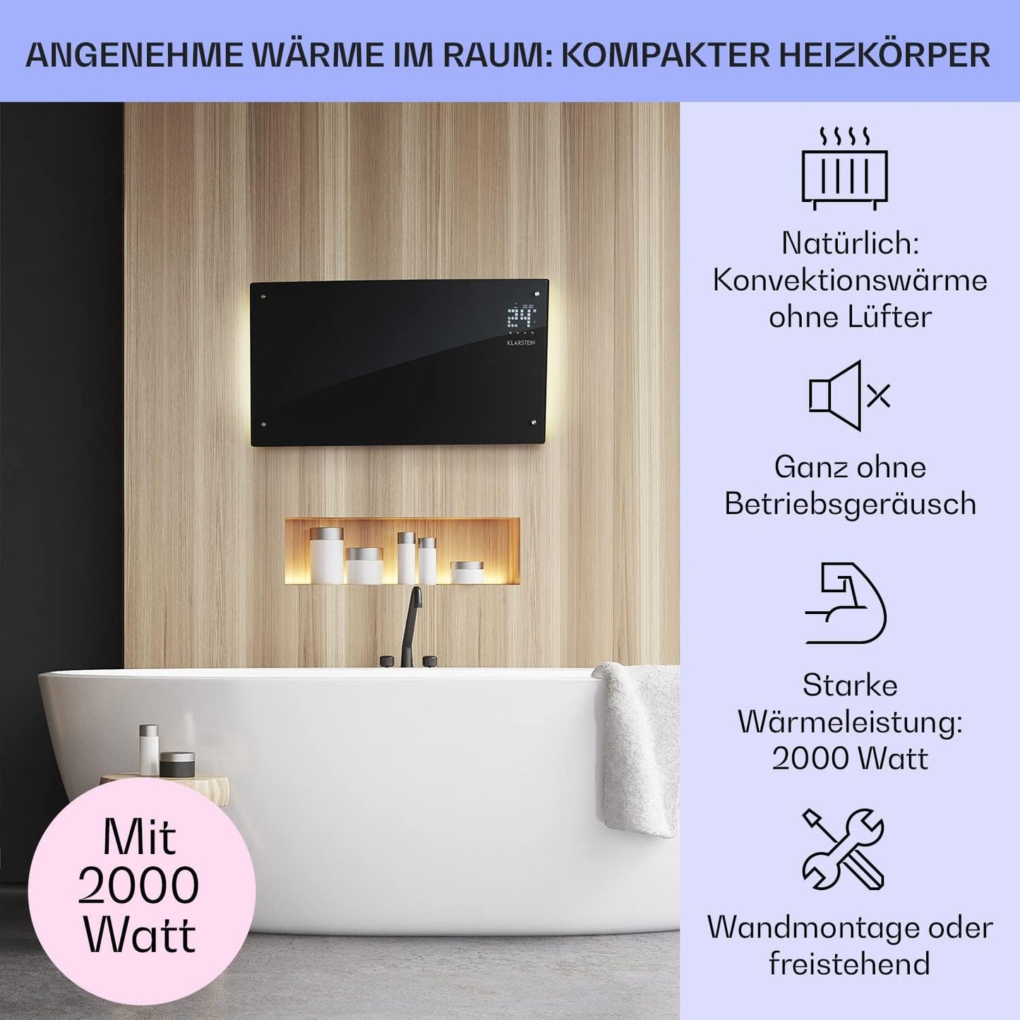 Elektroheizung, Schwarz|Bornholm Curved Ambient