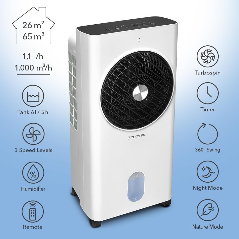 Mobiler 3-in-1 Aircooler PAE 31 mit Timer und Nachtmodus, 1.000 m³/h