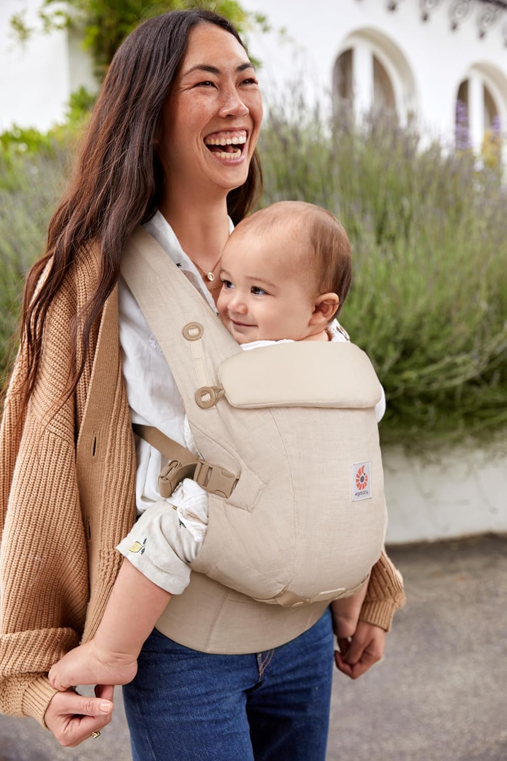 Ergonomische Babytrage für Neugeborene ab Geburt, Leinen Natural Linen
