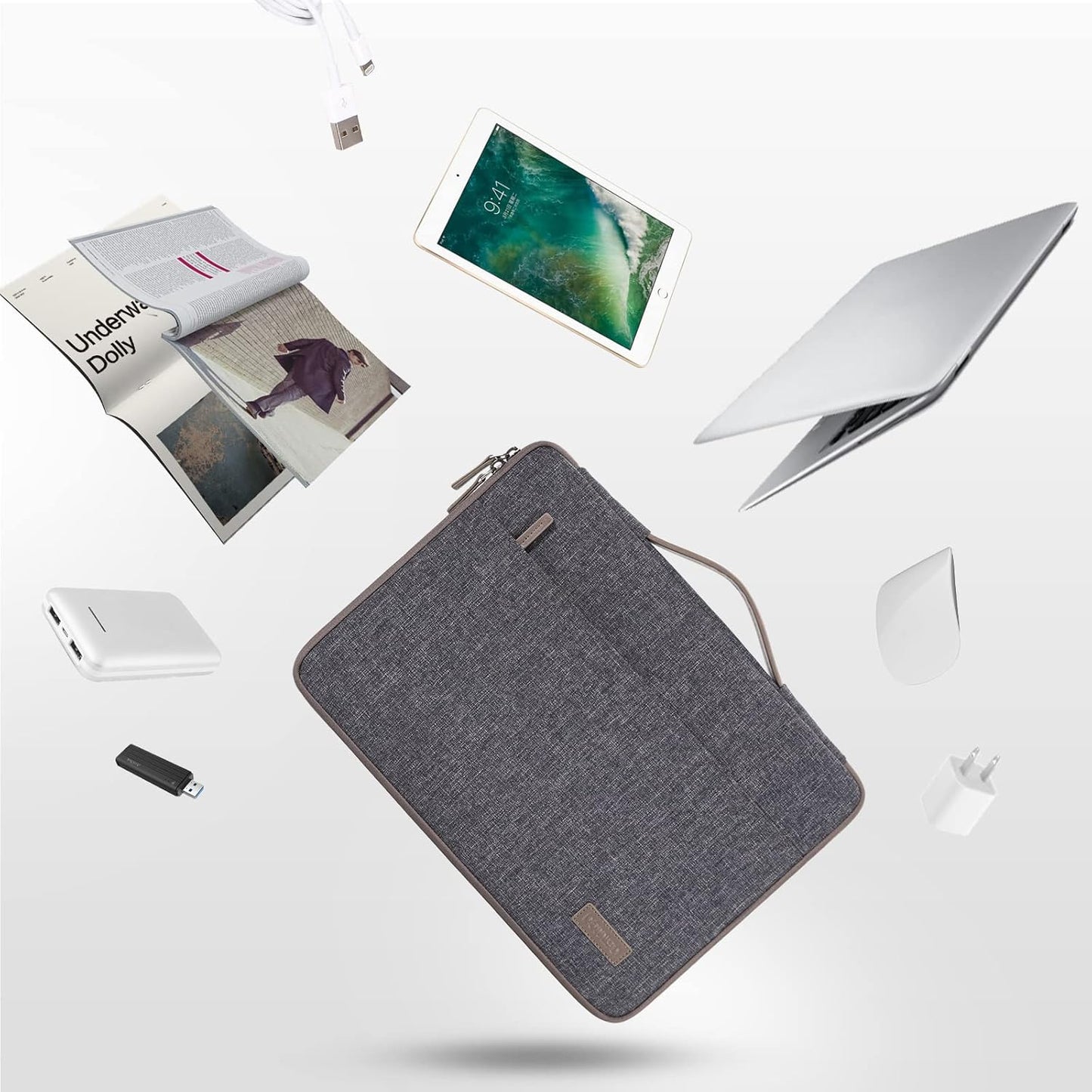 Wasserdichte Laptop-Schutzhülle, 14 Zoll Dunkelgrau