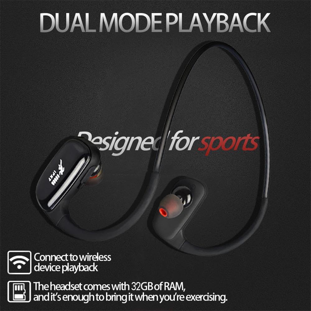 MP3-Player Bluetooth Sportkopfhörer IPX7 wasserdicht, Rot