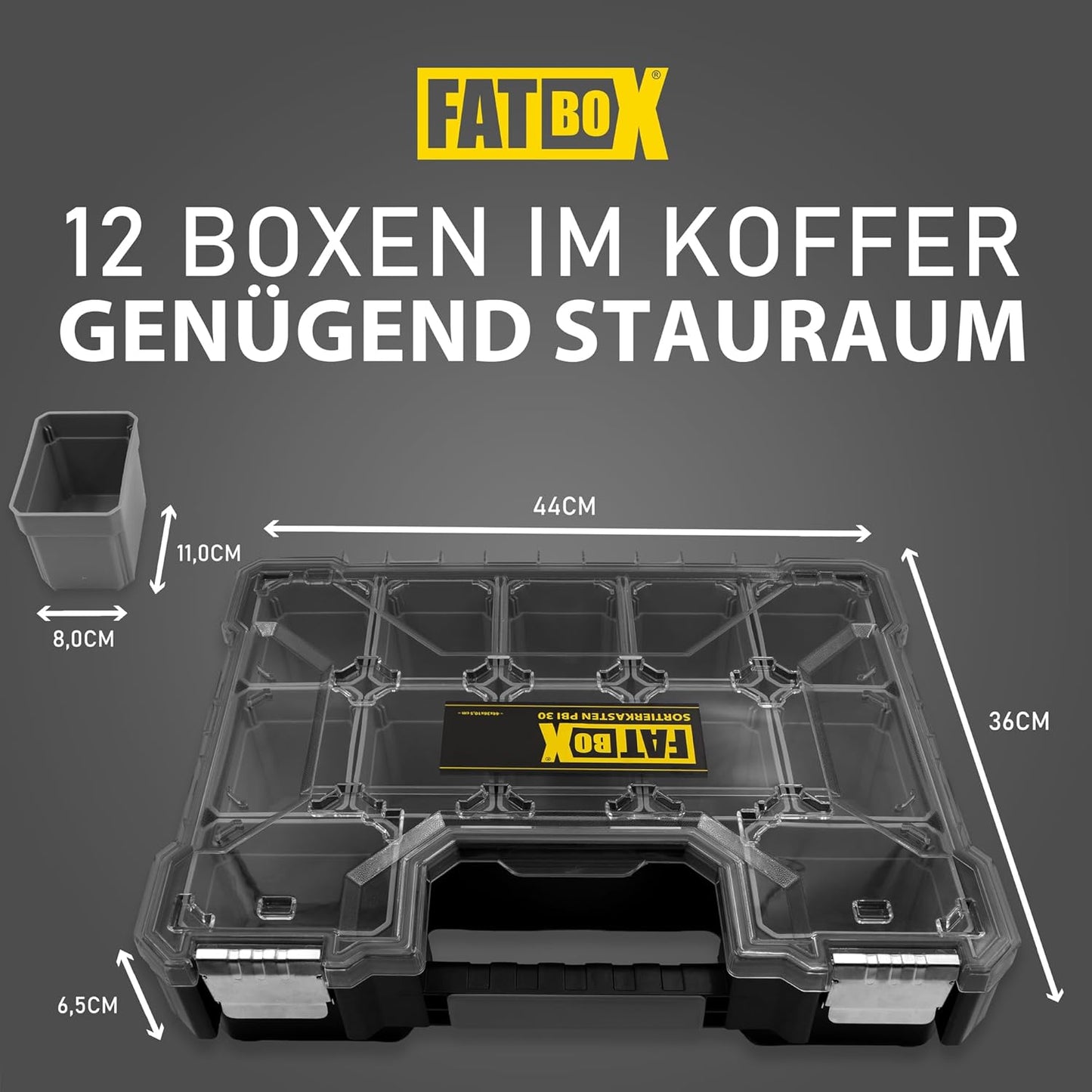 XXL Organizer Sortierkasten, Schwarz Pbi 31 (44x36x6,5cm) | 1er Pack