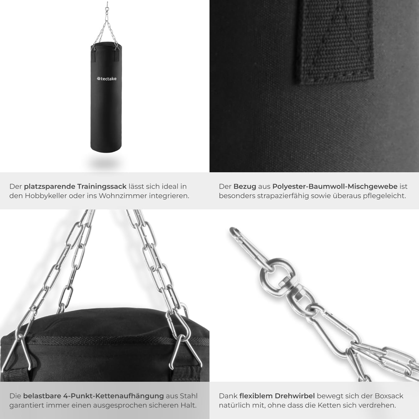 Boxsack mit Halterung und Stahlkette (25 kg)