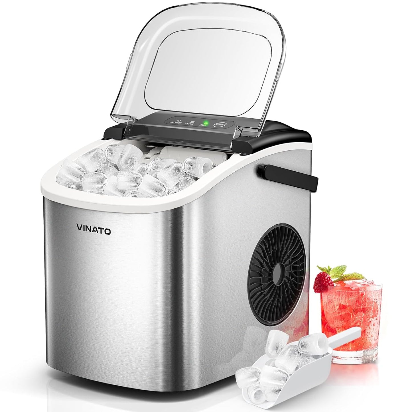 Eiswürfelmaschine, tragbar und geräuscharm, Silber