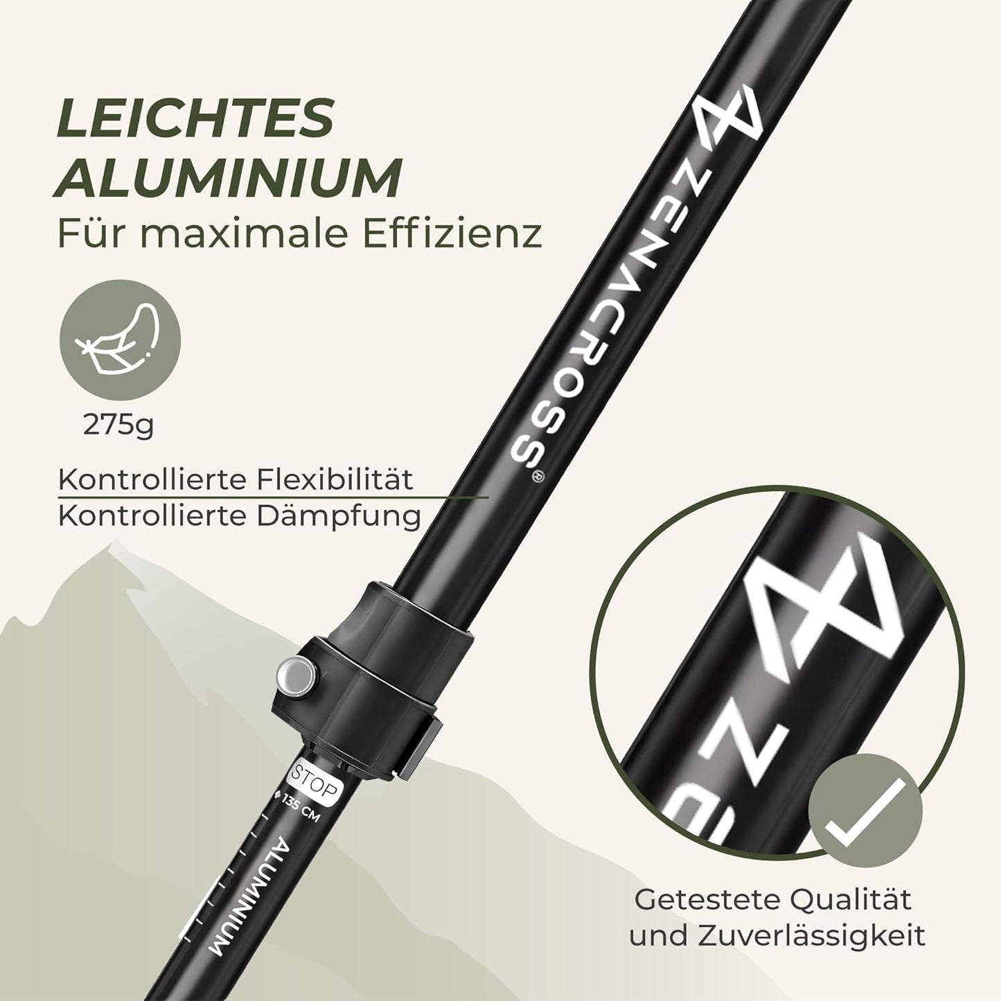 Trekkingstöcke mit Korkgriff, Aluminium