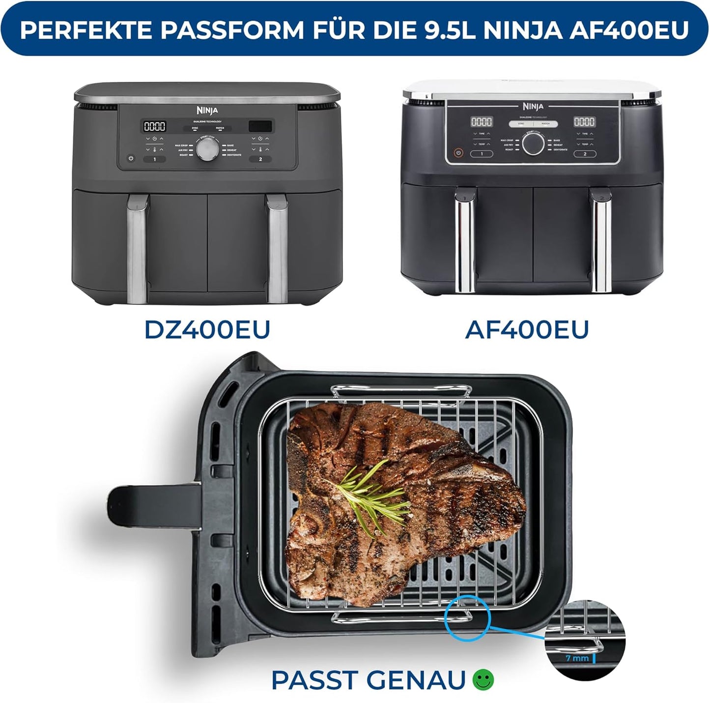 Grillrost-Set für Ninja Foodi Dual Zone, 9,5l Af400eu Grillrost