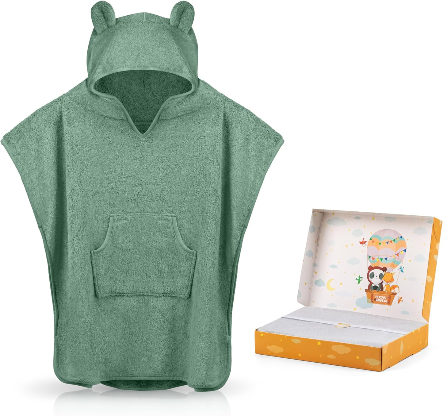 Badeponcho für Kinder, Kupfer-grün