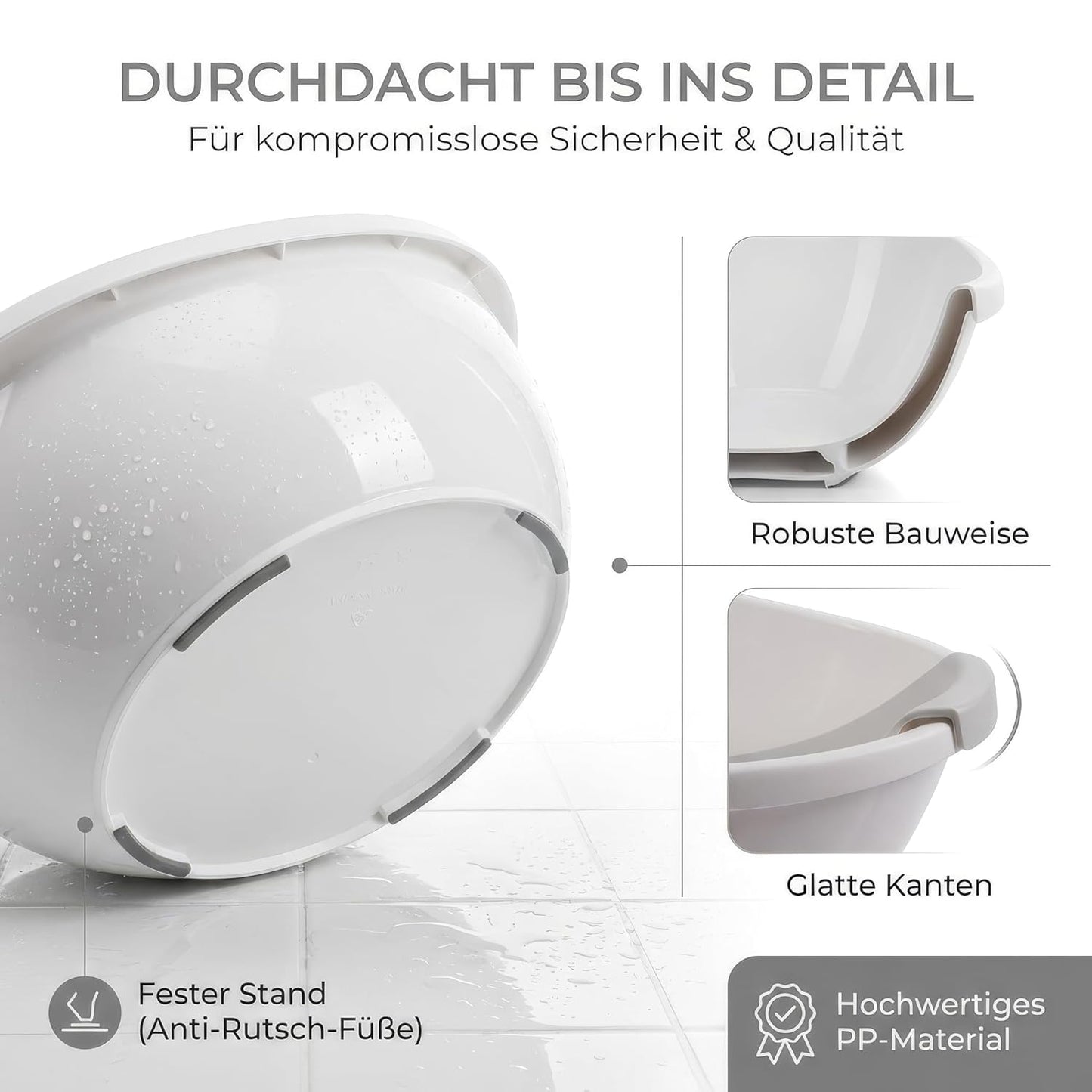 Babybadewanne mit Einsatz für Neugeborene, weiss