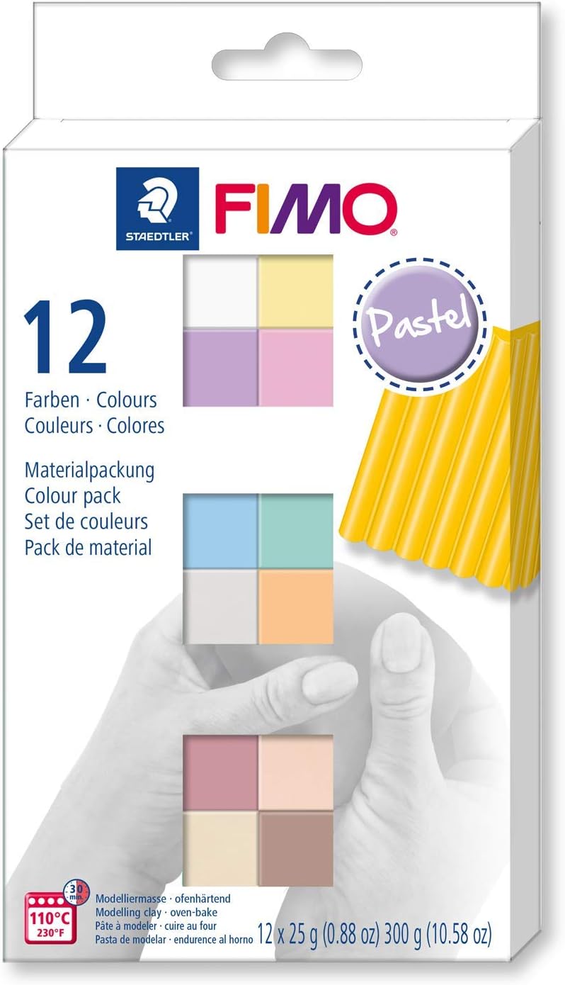 FIMO ofenhärtende Modelliermasse mit 36 Blöcken (12x Patel, 12x Basic, 12xBrillant), Brilliant 36 Blöcke Farbmix