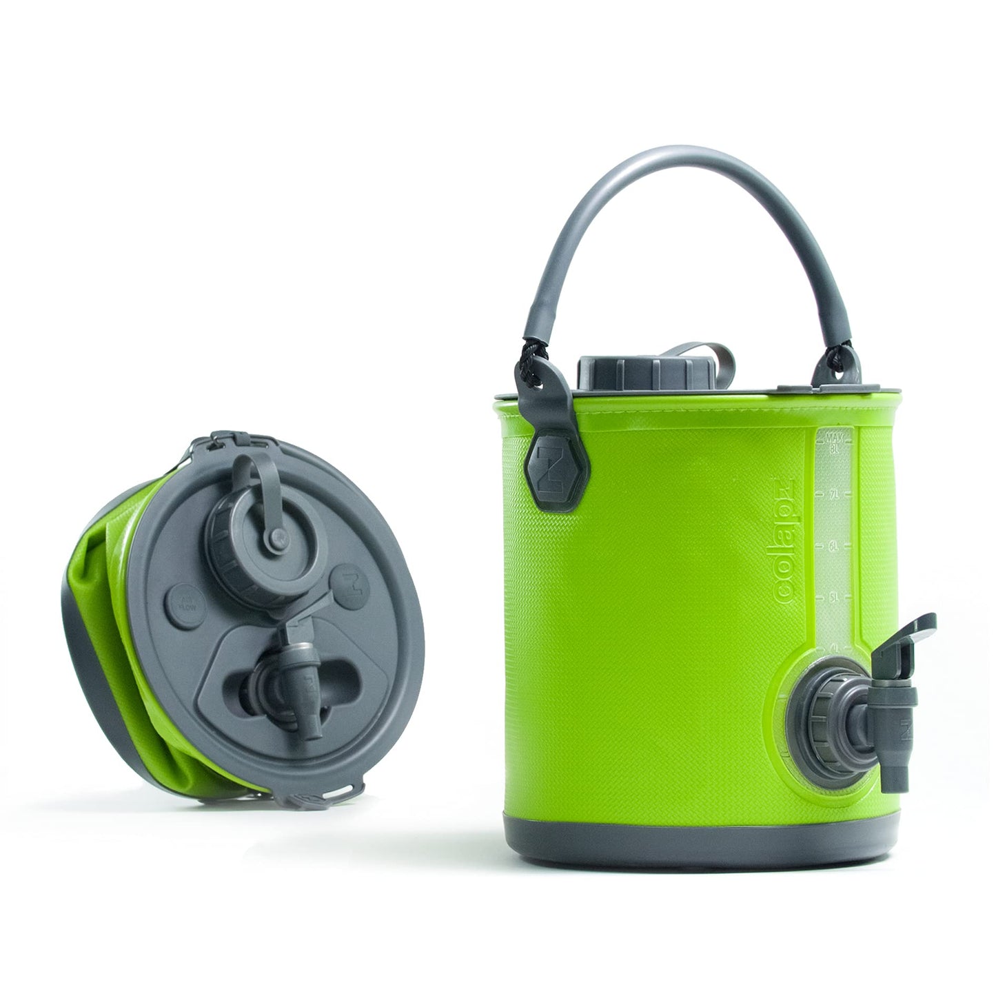 2-in-1 Faltbarer Wasserkanister mit Hahn, 8l, Grün