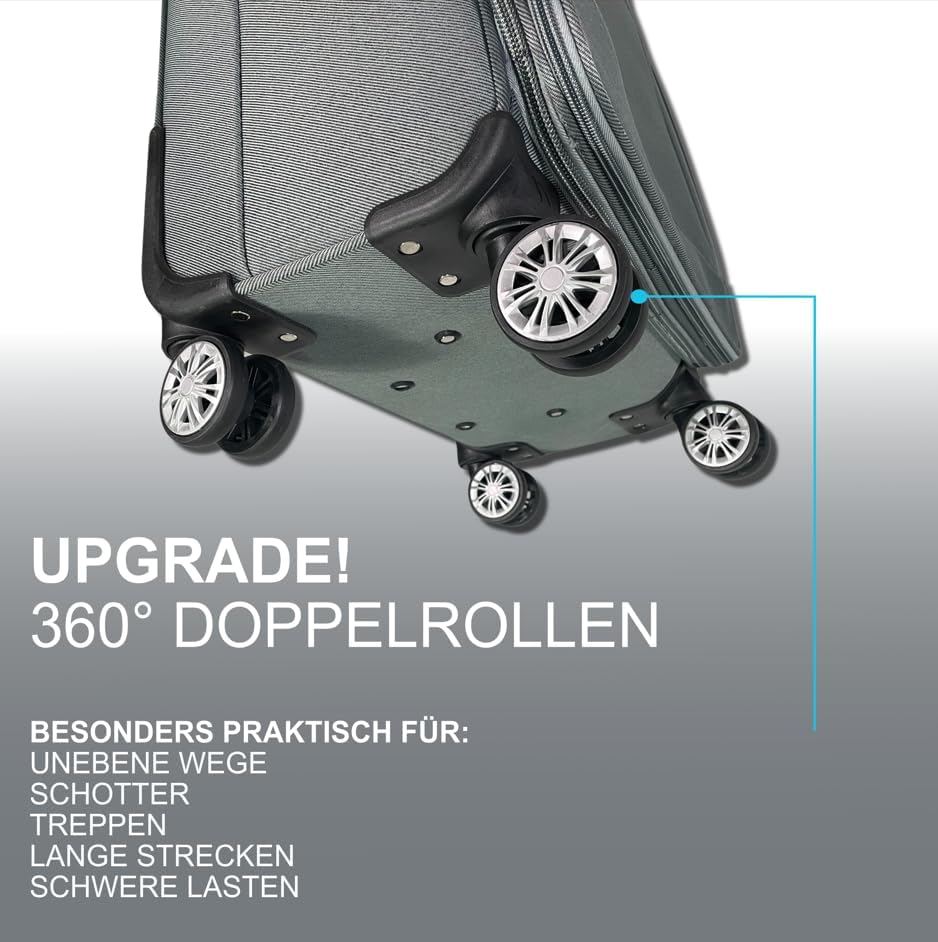 3-teiliges Reisekoffer-Set, 3er Set Grau