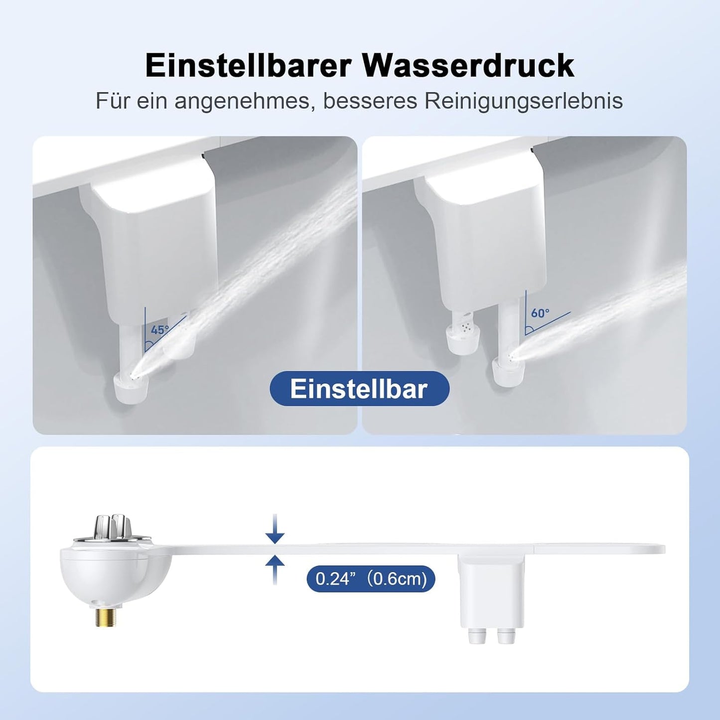 Bidet-Aufsatz mit selbstreinigender Doppeldüse, Doppelrad Bidet