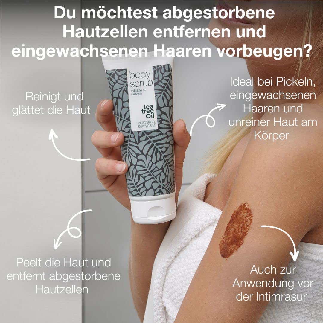 3x Körperpeeling 200ml mit Teebaumöl, Teebaumöl 600 ml (1er Pack)