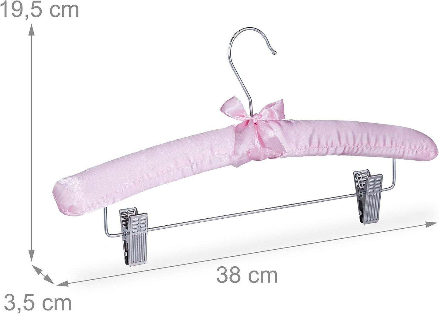 Satin-Kleiderbügel mit Clips, 50 Stück, 1 Rosa, Silber 50er Pack