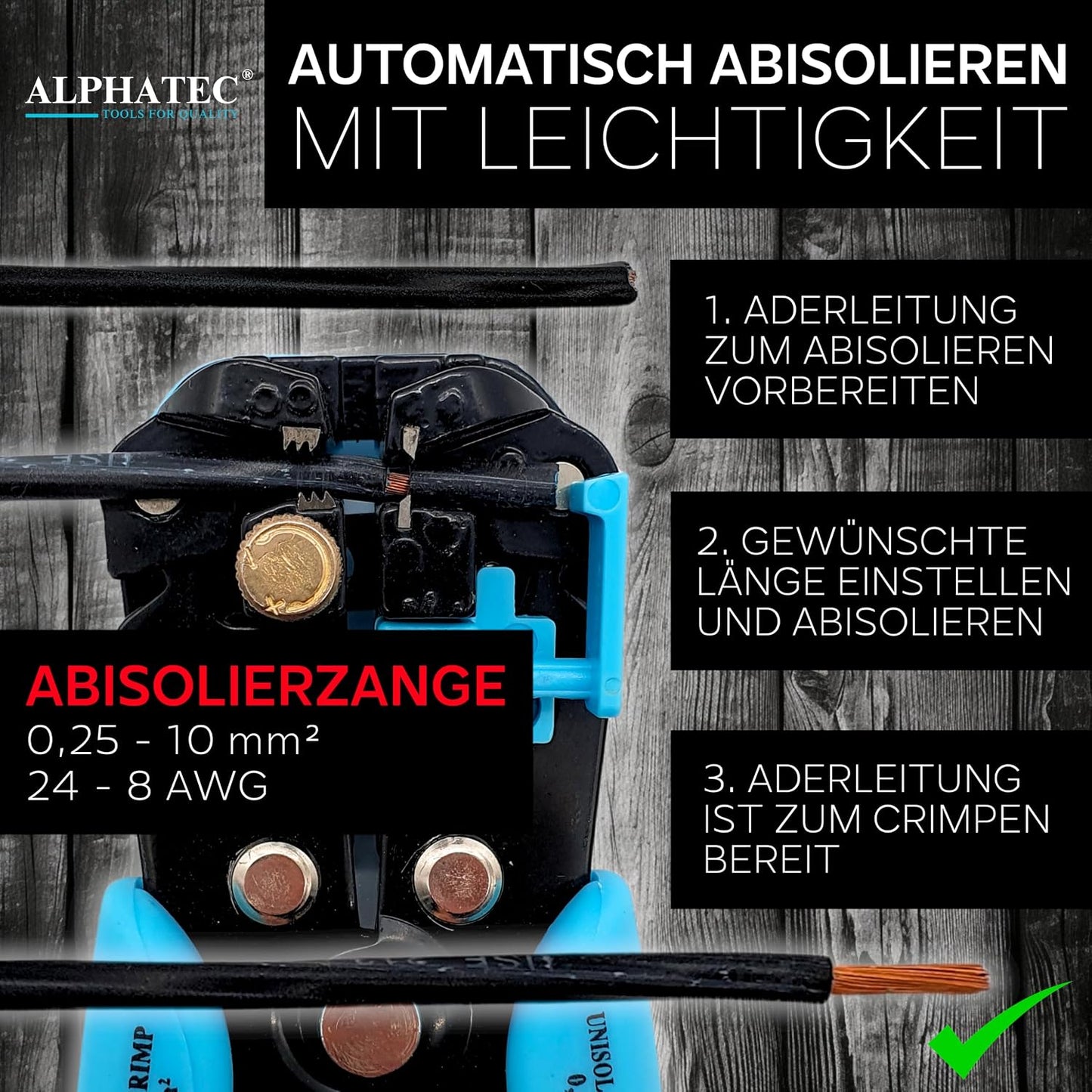 Crimpzangenset mit Abisolierzange und 6 Wechselbacken