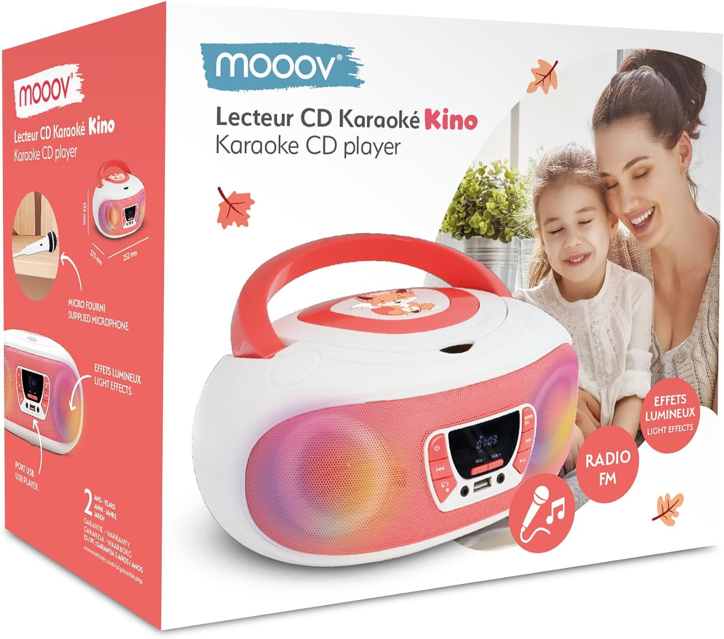 CD-Player mit Karaoke & Lichteffekten, White & Pink