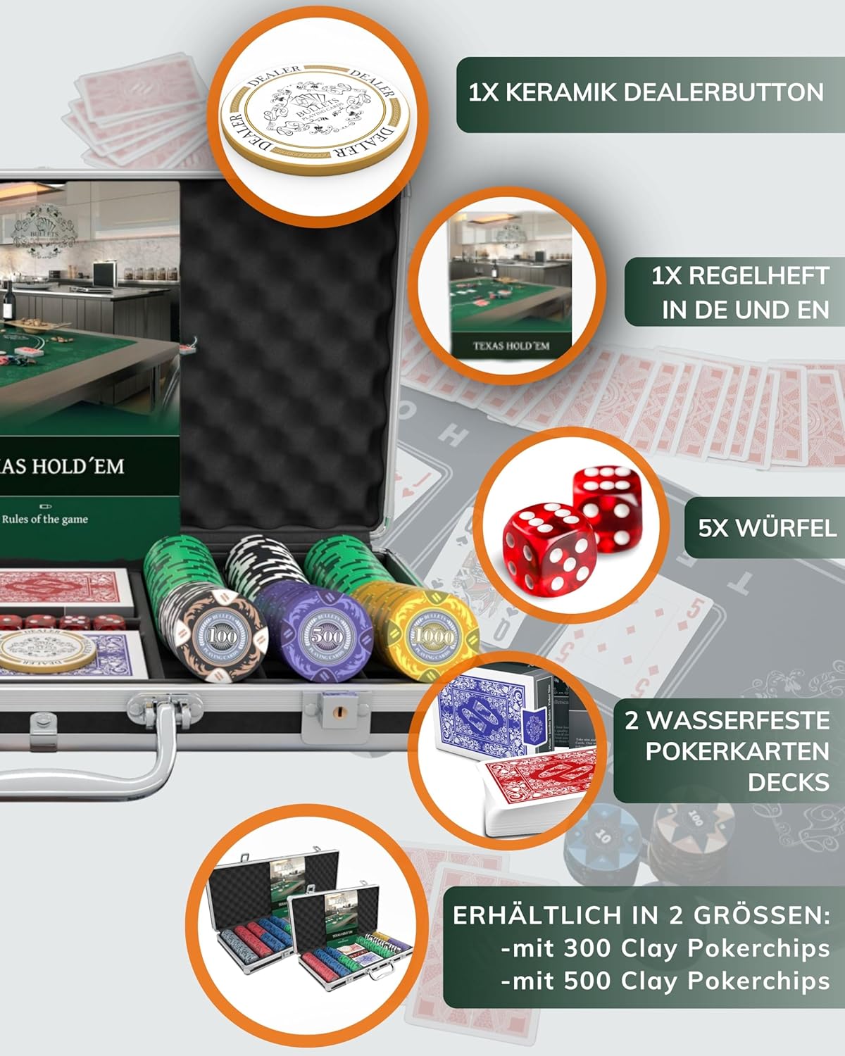 Pokerkoffer Tony, 300 Chips