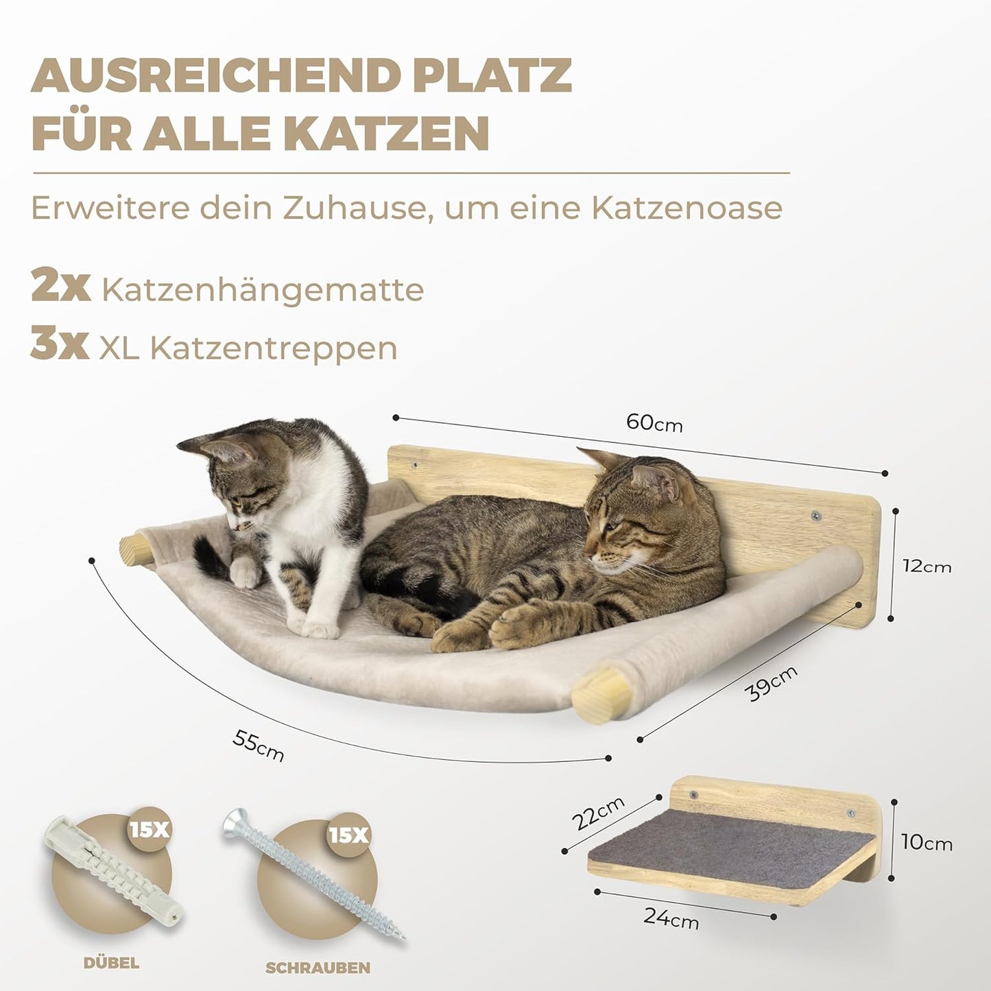 5-teilige Katzen-Kletterwand, Komplettset (5-teilig)