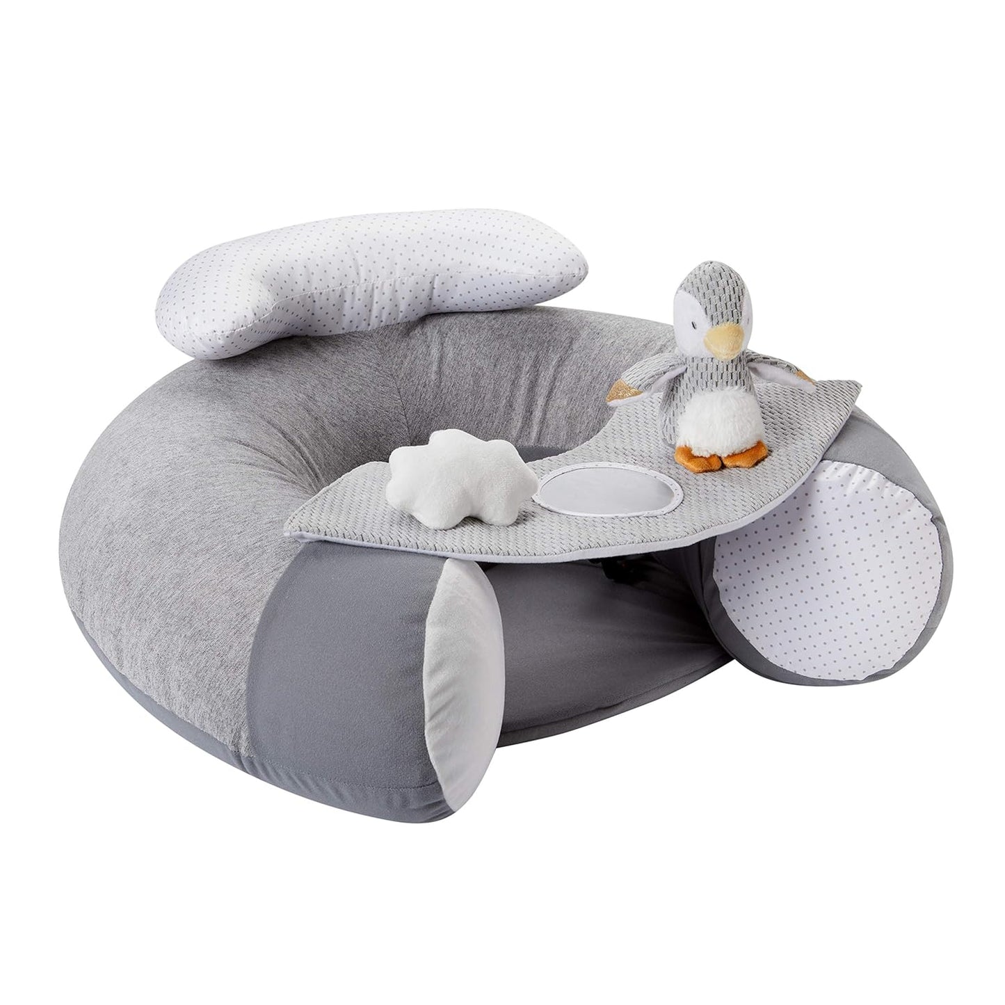Aufblasbarer Babysitz für den Boden mit abnehmbarem Tablett, Grey, 1 Count (Pack of 1), Einzelbett