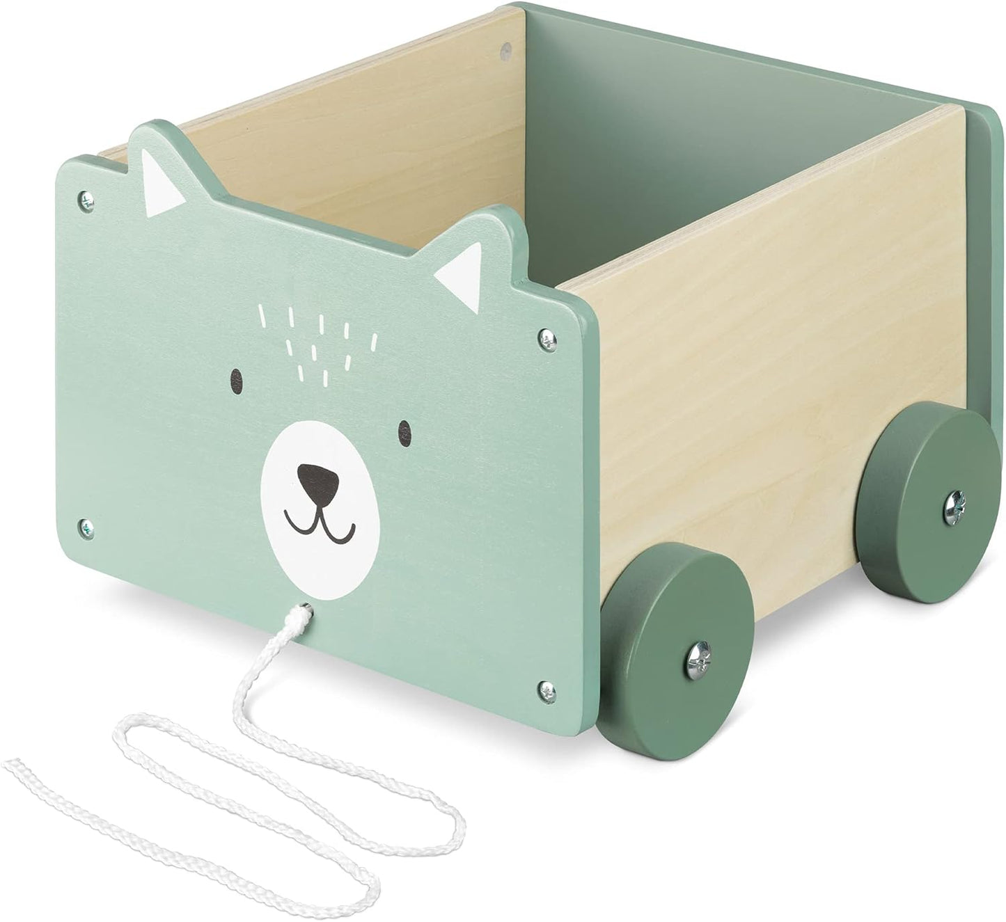 Spielzeug-Aufbewahrungsbox mit Rädern, Eisbär-Design Türkis