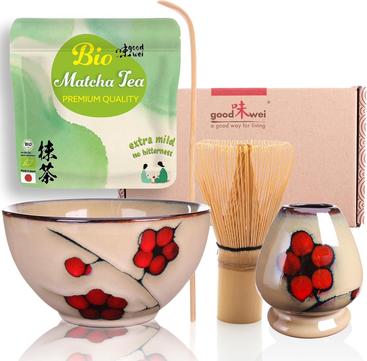 Matcha-Set Plum mit Keramikschale, Plum