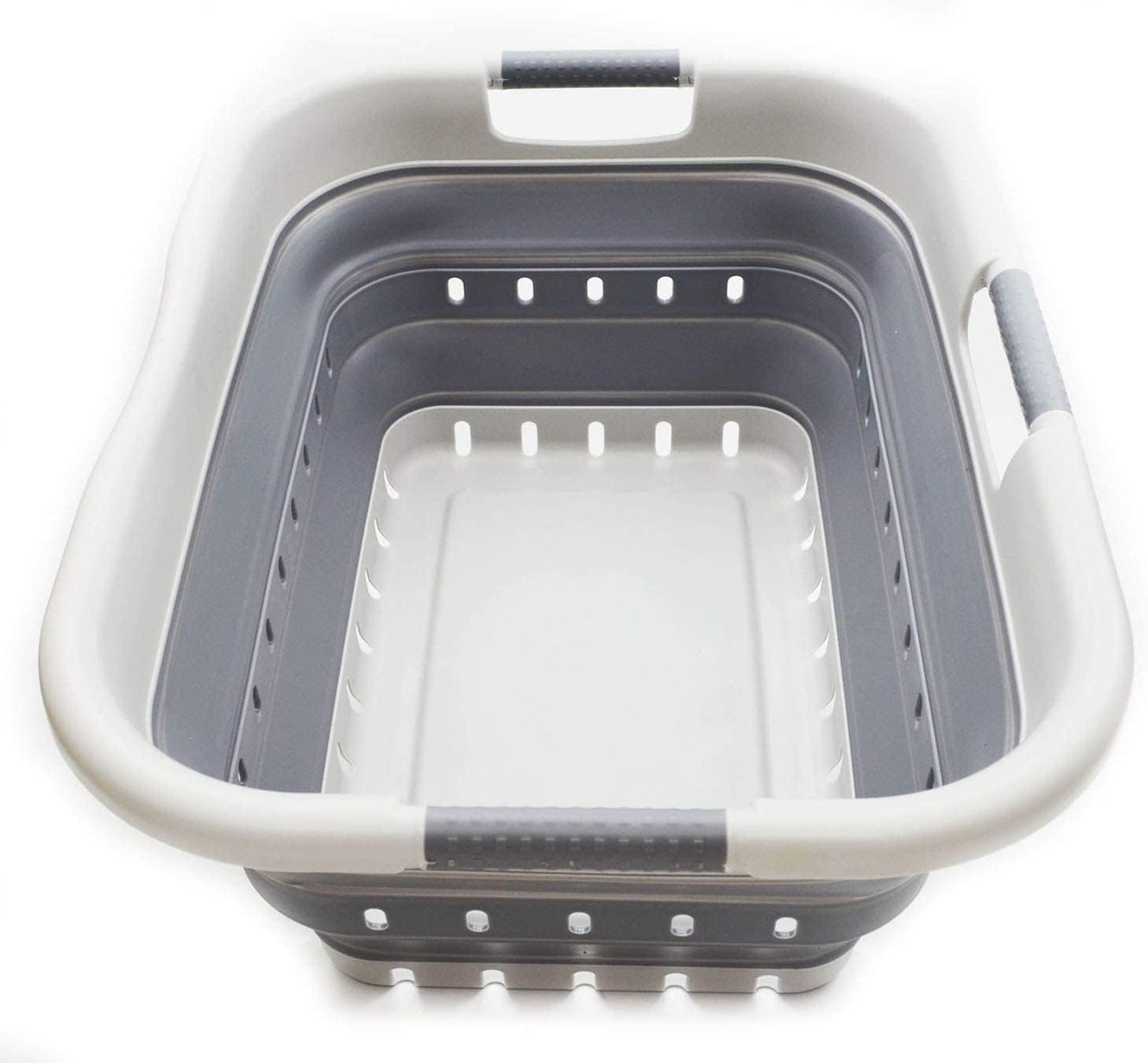 Faltbarer Wäschekorb mit 3 Griffen, 3 handled rectangular / Grey/Dark Grey